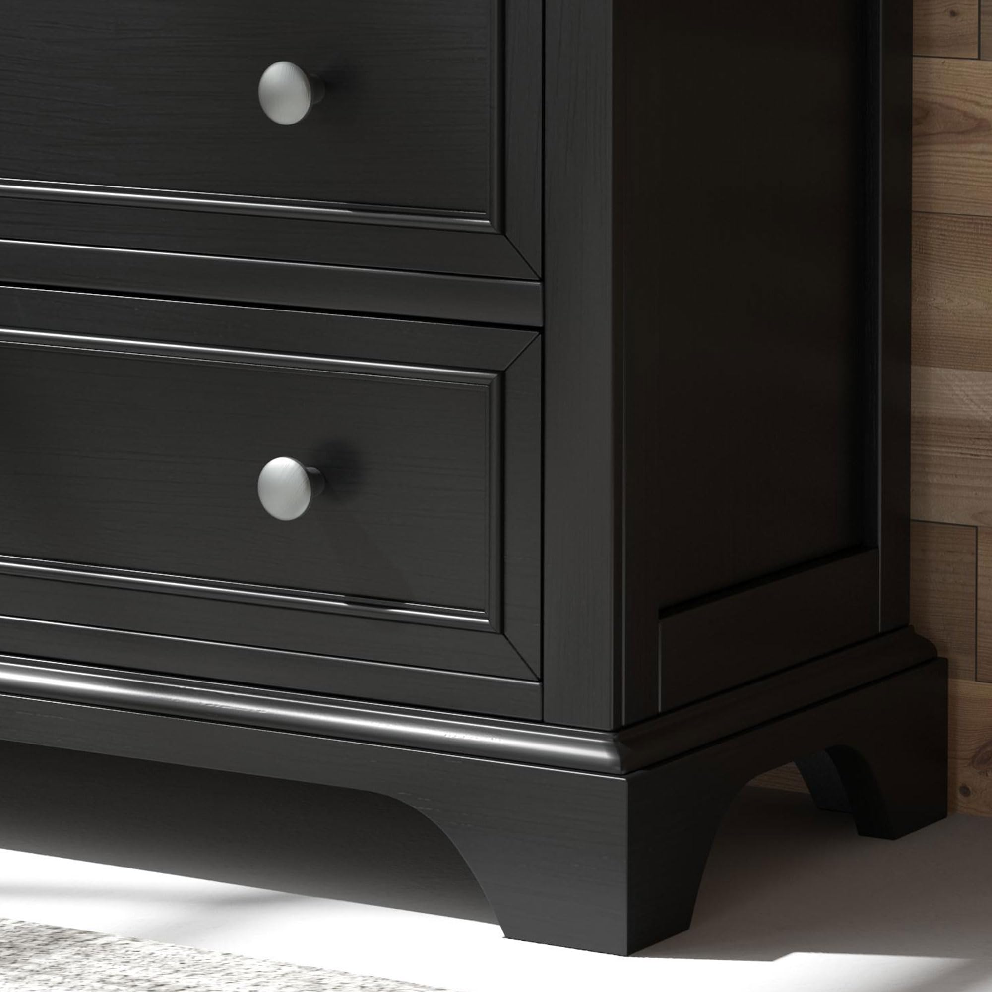 Homestyles Black Bedford Four-Drawer Chest - Stylish Storage Solution for Bedroom, Living Room or Office Organization