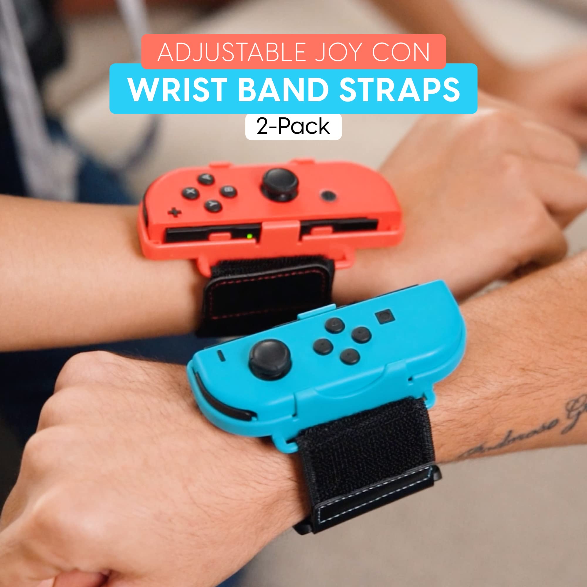 TalkWorks Adjustable Wrist Band Straps for Nintendo Switch Joy-Con Controllers - Compatible with Just Dance 2023, 2022, 2021, 2020, 2019, 2018, 2015 - Ergonomic Gaming Accessories for Dance Games, Fitness Workouts & Active Play