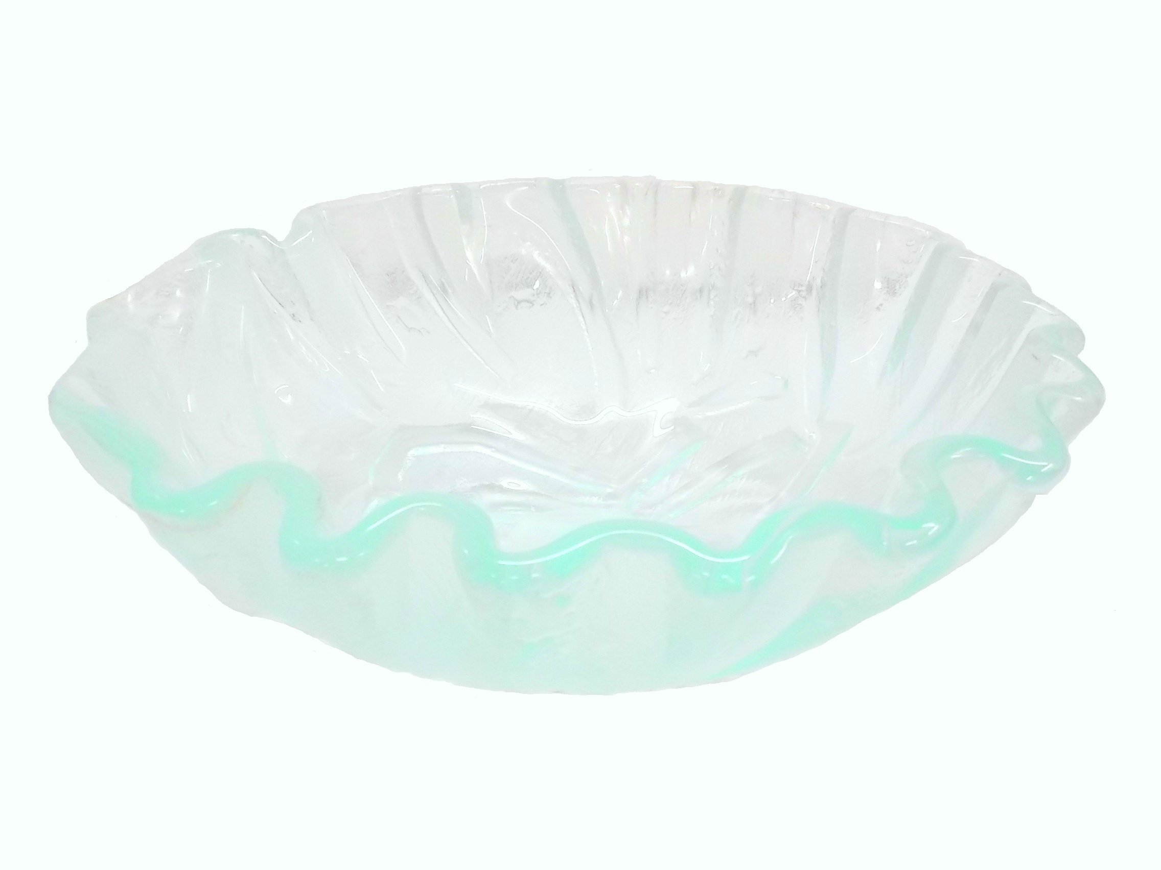 14 Inch Small Clear Freeform Wave Glass Vessel Sink - Modern Bathroom Vanity Sink for Powder Room, Guest Bath & Contemporary Home Decor