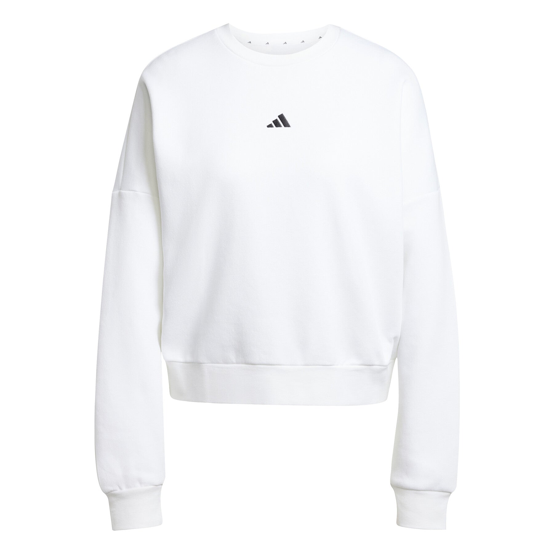 Adidas Women's Small Logo FeelCozy Fleece Crew Sweatshirt - Soft & Warm White Pullover for Casual Wear, Gym, and Lounge