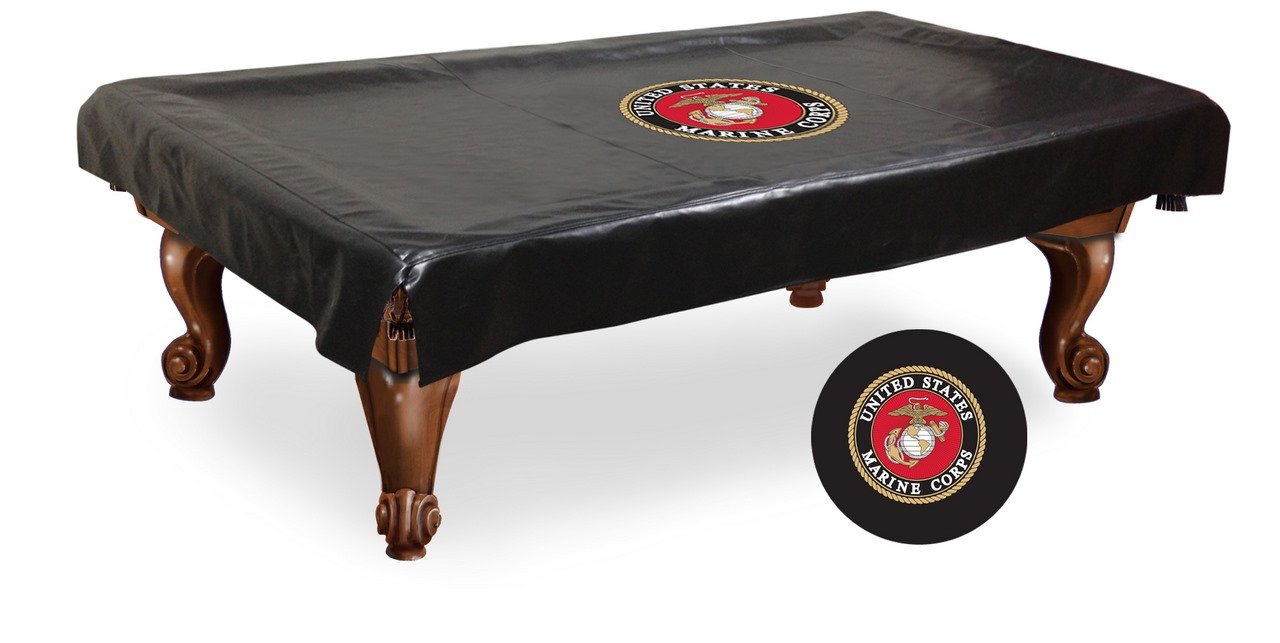 Holland Bar Stool Co. 7-Foot US Marines Billiard Table Cover - Waterproof Pool Table Protector for Game Room, Man Cave & Home Decor