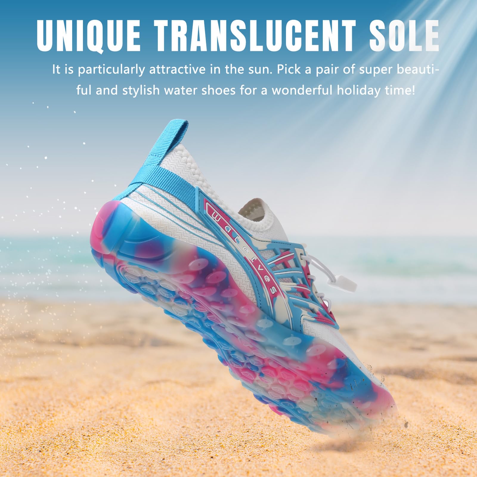 WateLves Water Shoes for Men & Women - Barefoot Beach Swim Shoes, Quick-Dry Aqua Socks for Surfing, Yoga, Water Aerobics & Pool Activities | Ideal for Beach, Swimming, Water Sports & Outdoor Adventures