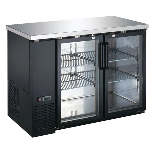 Commercial Coldline CBB 48G 48-Inch Black Counter Height Narrow Glass Door Back Bar Refrigerator - Perfect for Bars, Restaurants, and Home Entertainment Spaces