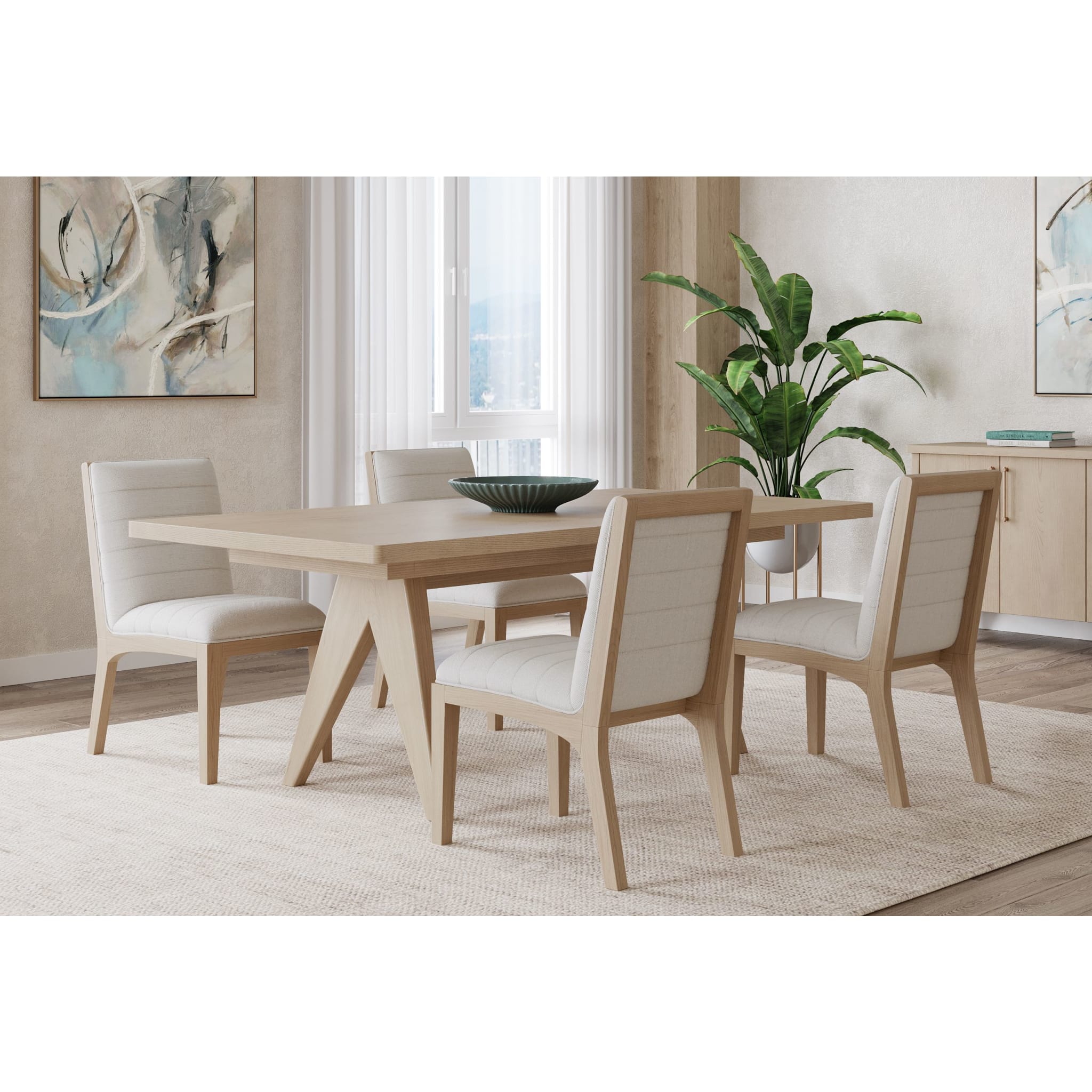 Sumire Solid Ash Wood Rectangular Extension Dining Table - Natural Ginger Finish | Perfect for Dining Rooms, Kitchens & Open-Concept Living Spaces