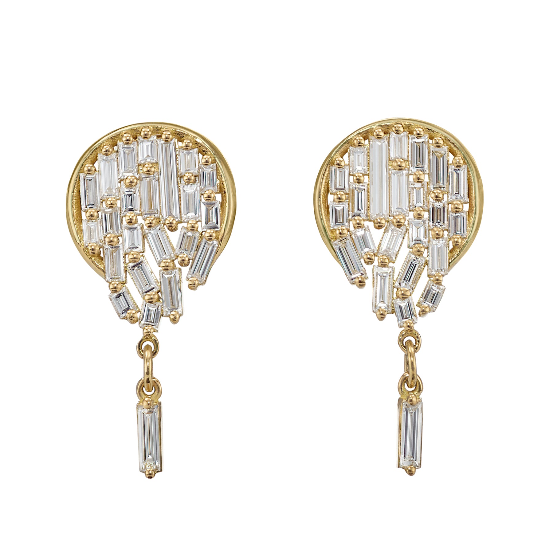 Baguette Diamond Mosaic Stud Earrings - Elegant Cubic Zirconia Jewelry for Women | Perfect for Parties, Weddings & Special Occasions