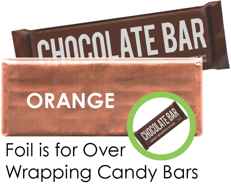 Orange Shiny Candy Bar Wrapper Foil Sheets - 40 Count for Chocolate Bars & Candy Packaging | Perfect for DIY Treats, Party Favors & Gift Wrapping