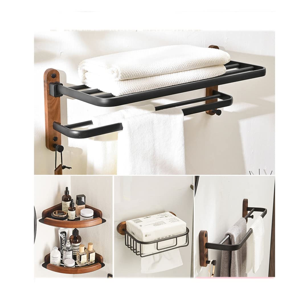 Premium Double Towel Bars & Shower Rack Set - Space-Saving Bathroom Organizer with Folding Design for Towels, Robes & Toiletries - Perfect for Small Bathrooms & Spa-Style Showers