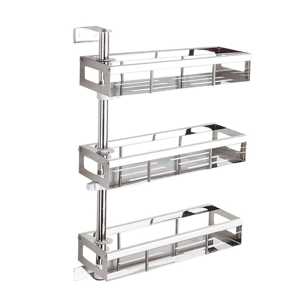 HTLLT Stainless Steel Rotating Wall Mounted Shelf - 3-Tier Kitchen & Bathroom Storage Rack for Spices, Toiletries | Space-Saving Organizer for Small Spaces, Pantry, Vanity