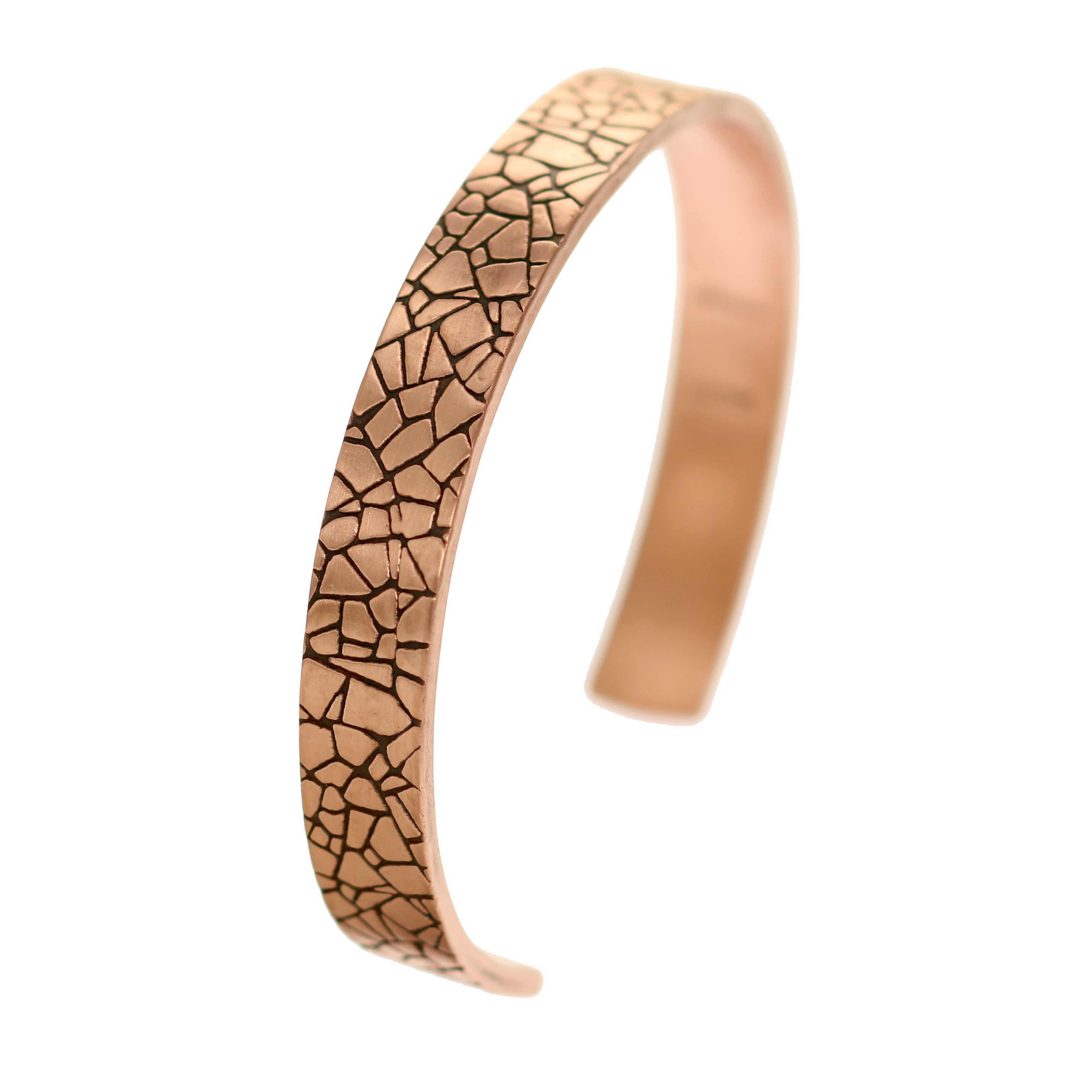 Men's Embossed Mosaic Solid Copper Cuff Bracelet - 10mm Wide Handmade Bangle for Casual Wear & Gift Giving