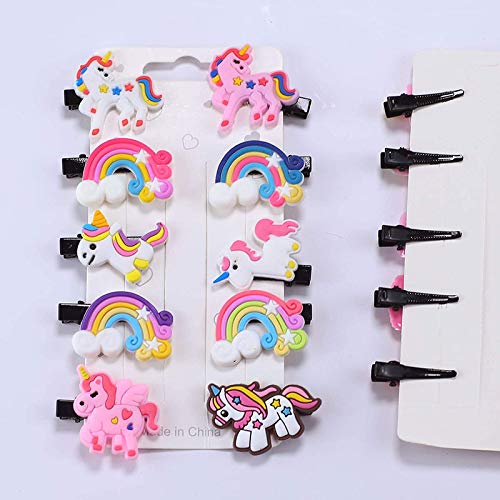 Shidara Rainbow Unicorn Ice Cream Hair Clips Set - 6PCS Cute Baby Hairpins for Girls & Toddlers - Barrettes Hair Accessories for Kids Birthday Party, School, Photo Shoot & Daily Wear