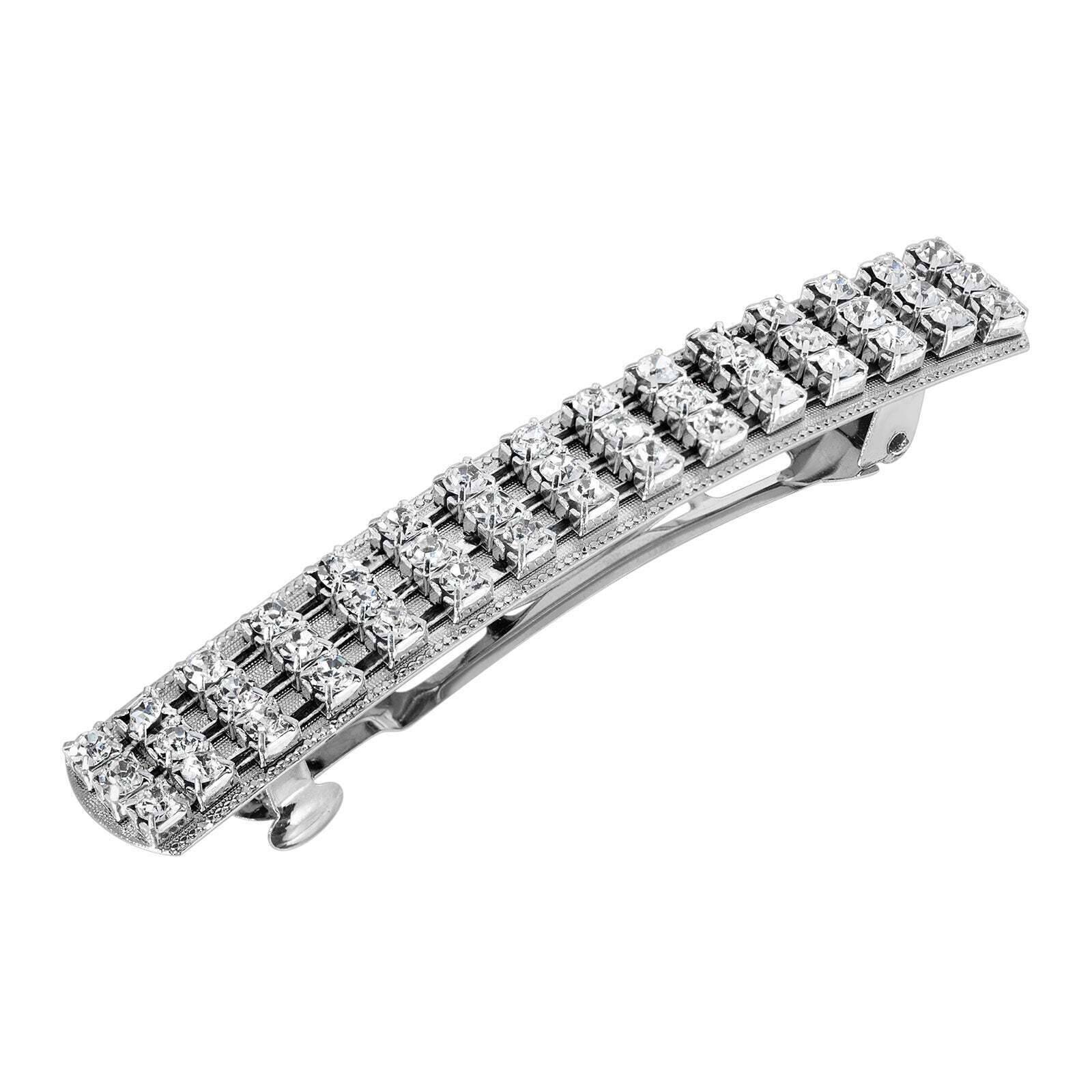 1928 Bridal Small Multi Clear Crystal Hair Barrette - Elegant Wedding Hair Accessory for Brides, Prom, and Special Occasions