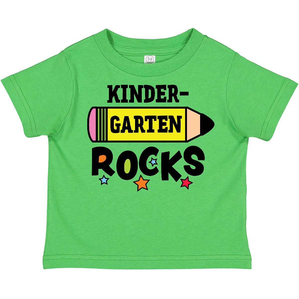 Kindergarten Rocks with Pencil and Stars Toddler T-Shirt - Cute Graphic Tee for Kids, Boys & Girls - Perfect for First Day of School & Playdates