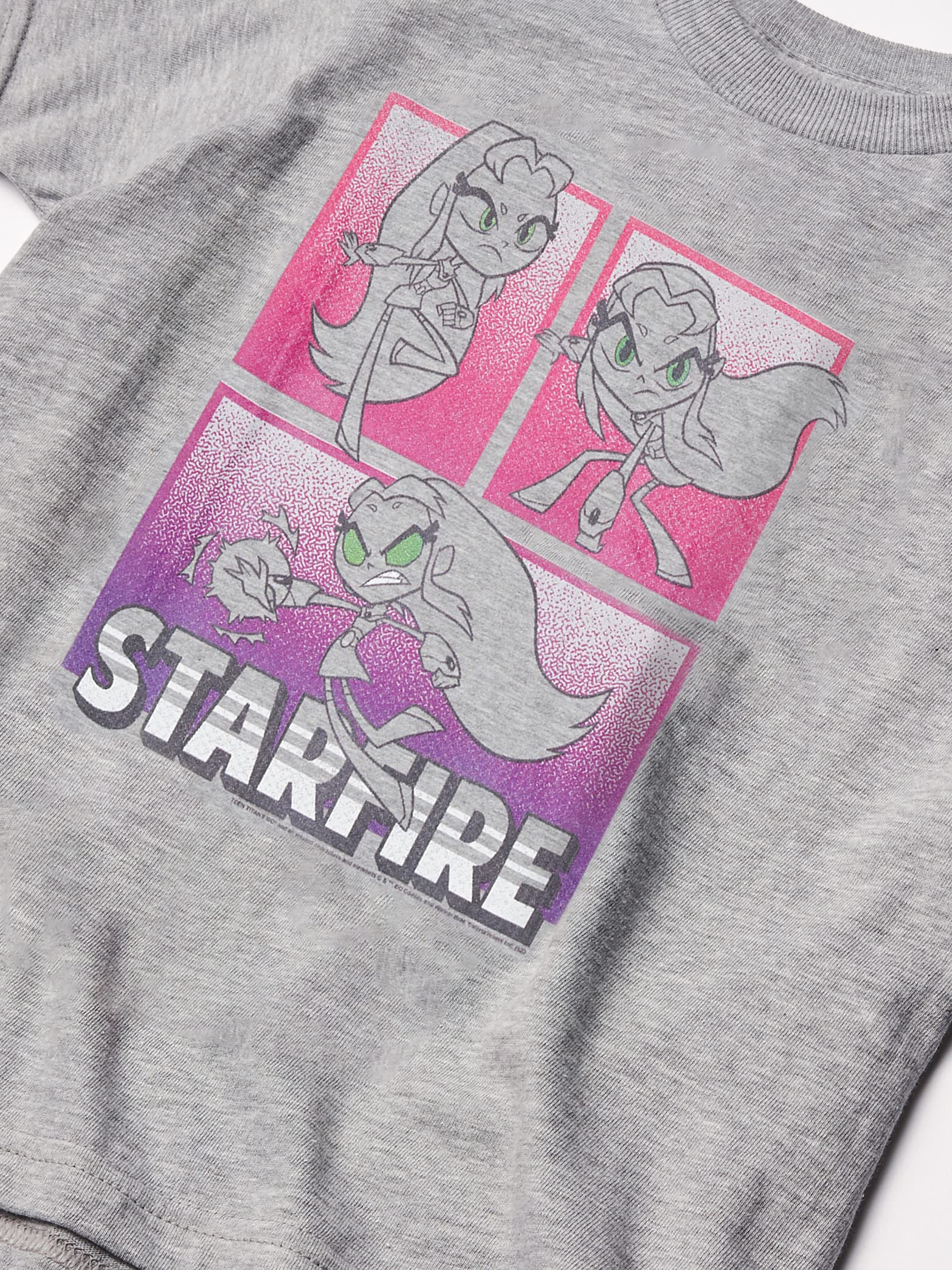 Warner Brothers Teen Titans Go Starfire Action Panel Boys Heather Crew Neck T-Shirt - Cool Superhero Graphic Tee for Kids, Cosplay & Casual Wear