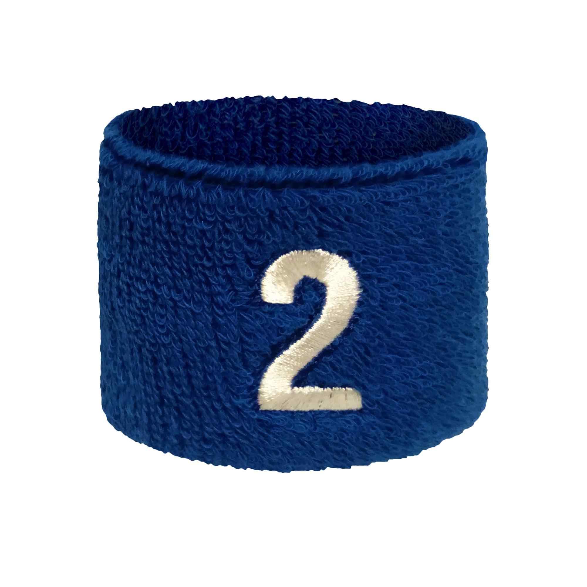 Unisex Blue Sports Wristbands with Number Embroidery - Sweat Absorbent Athletic Wristbands for Running, Basketball, Tennis & Workout - One Size (1 Piece)