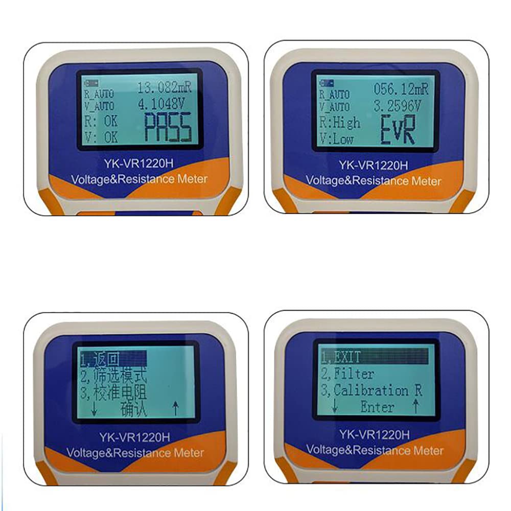 YK-VR1220H Rechargeable High Precision Battery Tester - 0.001mΩ-200Ω Internal Resistance Meter with 0.0001V±120V Voltage Measurement, MicroUSB Charging | Perfect for Automotive, Solar, and DIY Electronics Testing