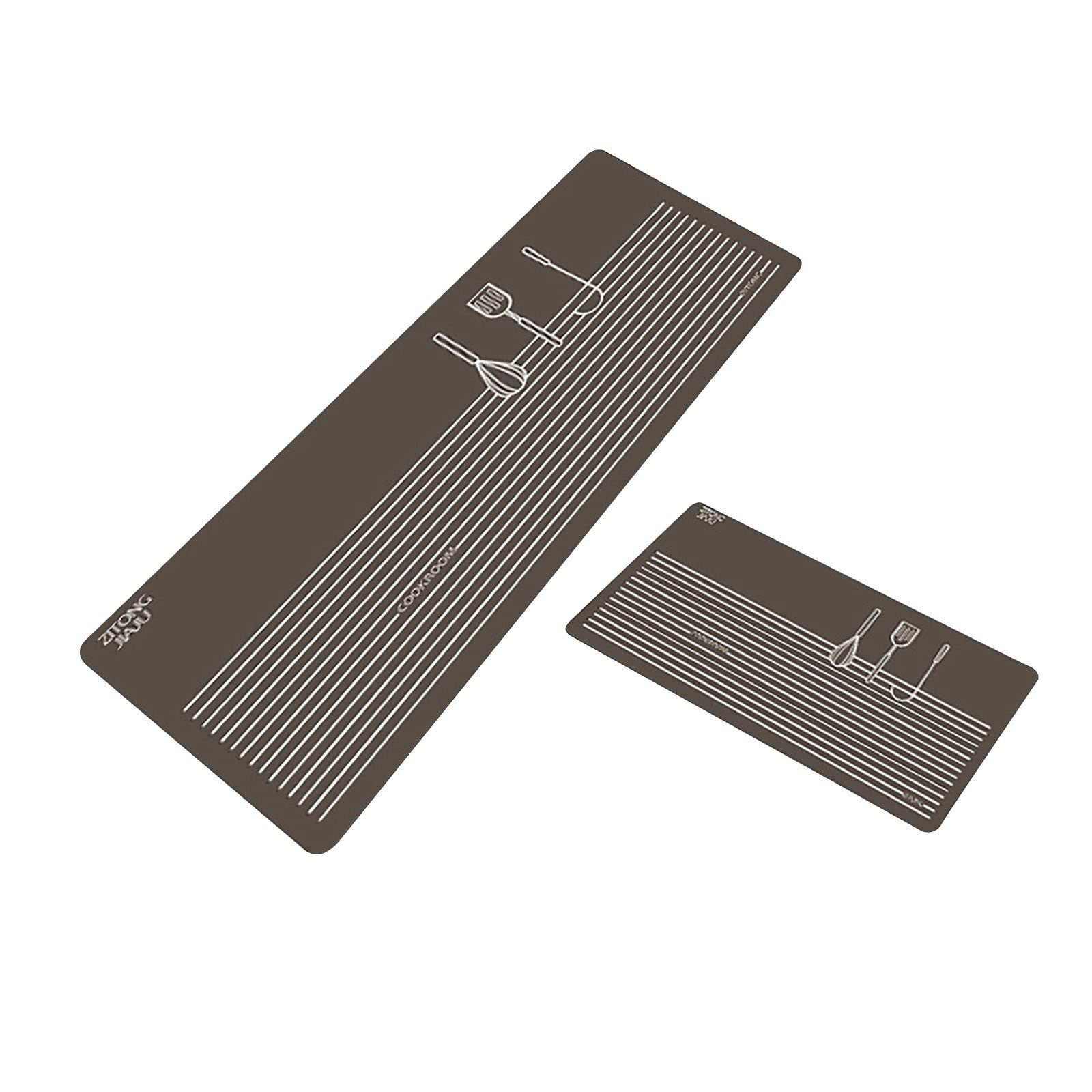 **Yiser Long Absorbent Oil Kitchen Carpet - Non-Slip Rug Floor Mats Set of 2, Black - Perfect for Kitchen, Dining & Bar Tables, Ideal for Spill Protection and Safety**