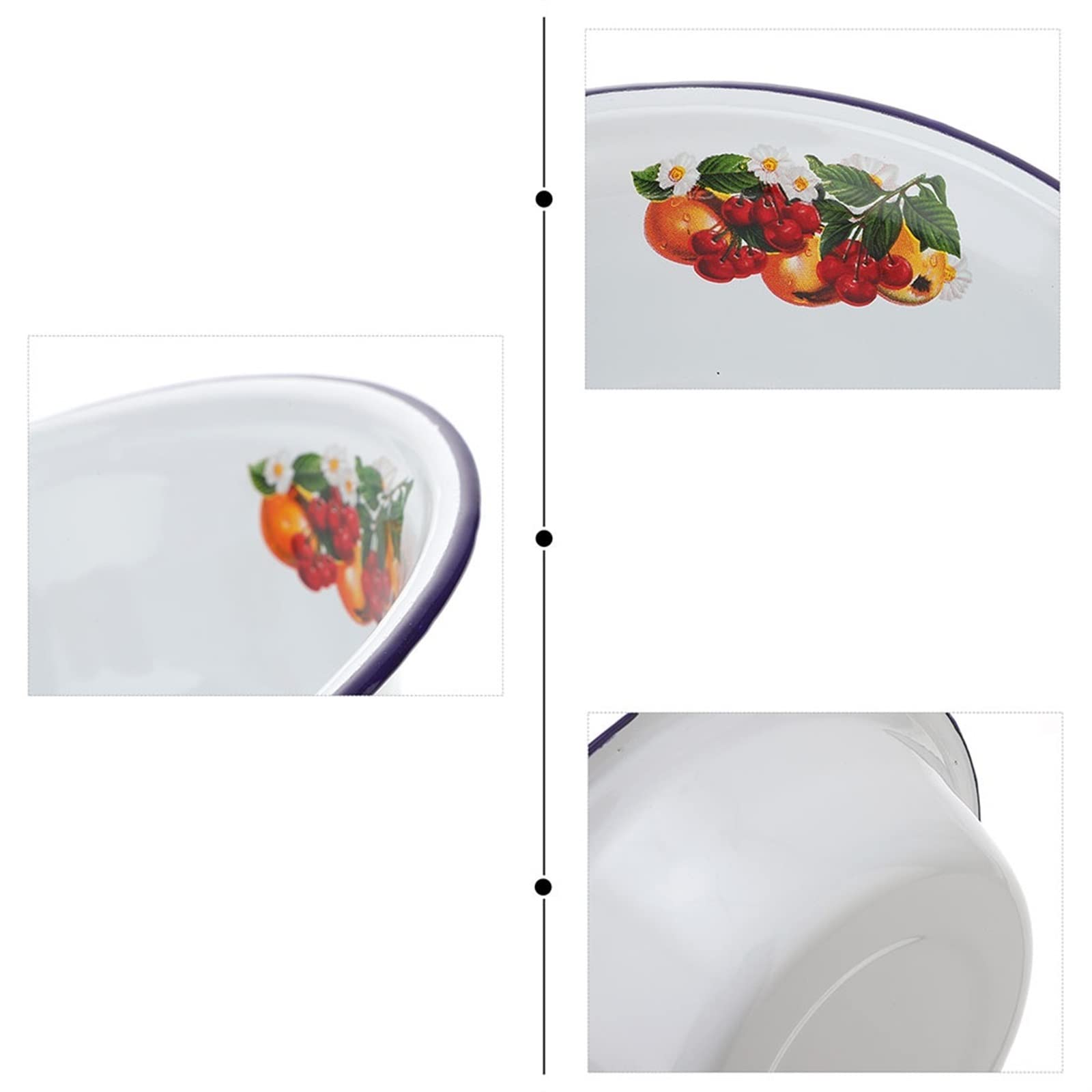 Vintage Enamel Mixing Bowl Set - Foldable Kitchen Basin for Soup, Salad, Noodles & Cereal | Durable Enamelware Serving Dishes for Cooking, Food Prep & Dining