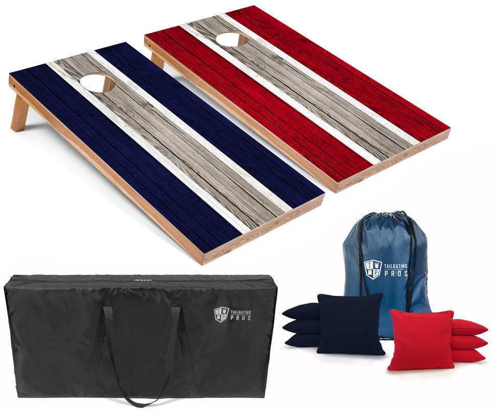 Premium Striped LED Cornhole Board Set with Built-in Lights - 4'x2' Regulation Size, Multicolor LED Lighting, 8 Bean Bags & Carrying Case - Perfect for Tailgating, Backyard Parties, and Outdoor Game Nights