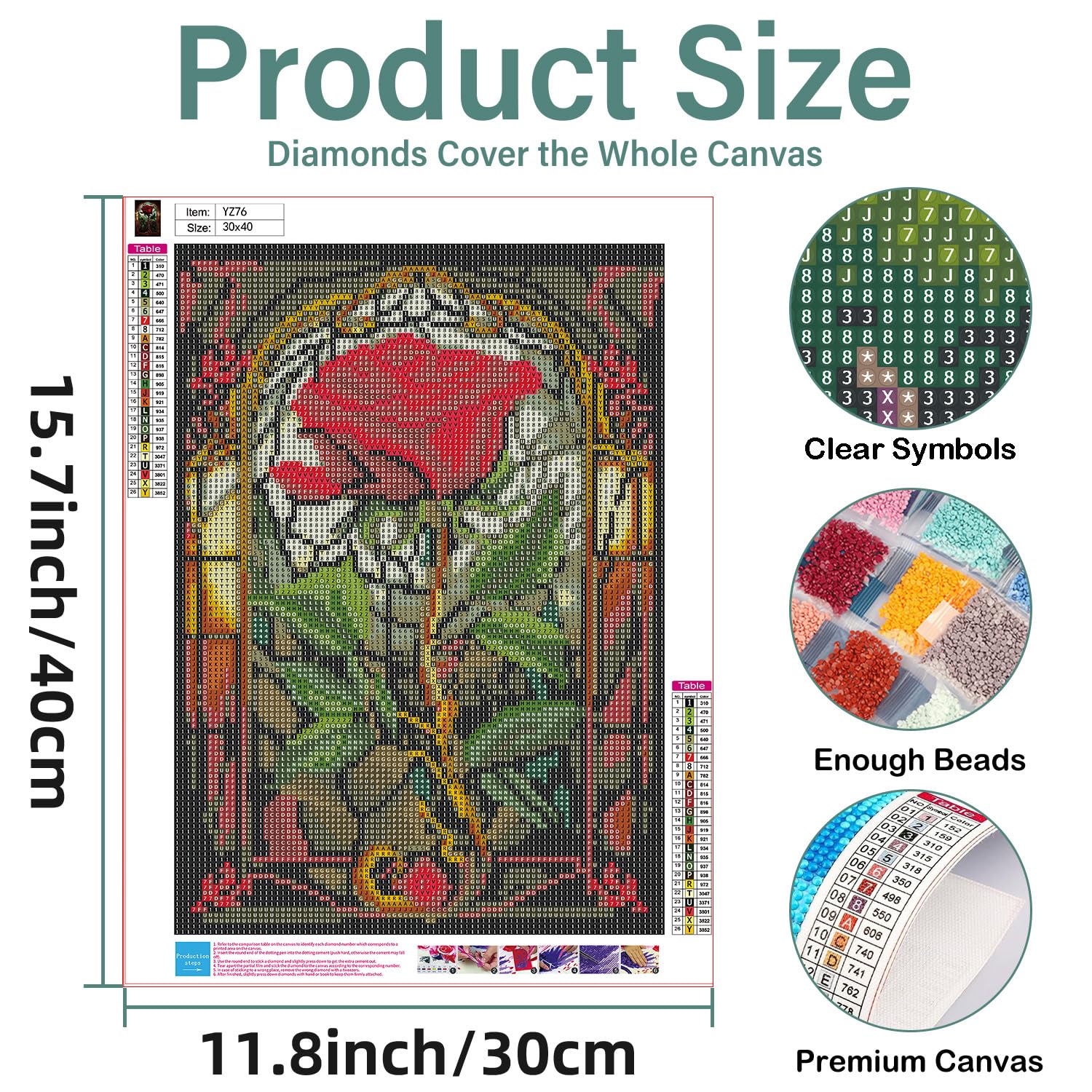 Premium Rose Diamond Painting Kit for Adults - DIY 5D Diamond Art with Full Drill, 16x12 Inch Floral Gem Painting for Home Wall Decor - Perfect for Relaxation, Stress Relief & Unique Gift Idea