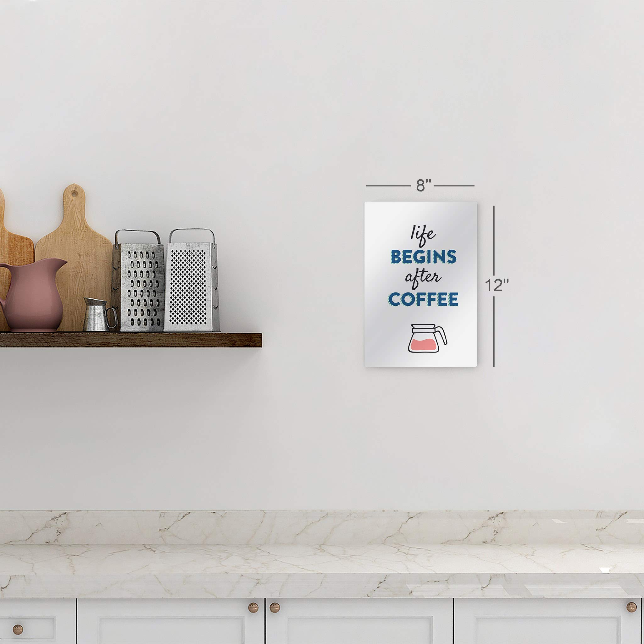 Retro Coffee Pot Metal Wall Art Print - 'Life Begins After Coffee' Inspirational Sign for Kitchen, Farmhouse & Office Decor (30x20 Inches) - Perfect for Coffee Shops, Restaurants & Home Dining Rooms