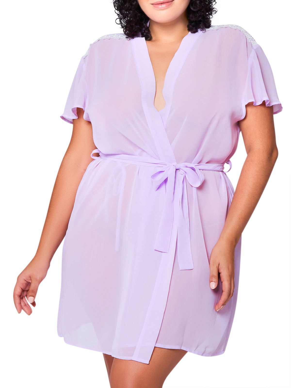 Plus Size Women's Robe - Calista Long Sleeve Loungewear for Relaxation at Home, Spa & Self-Care Moments