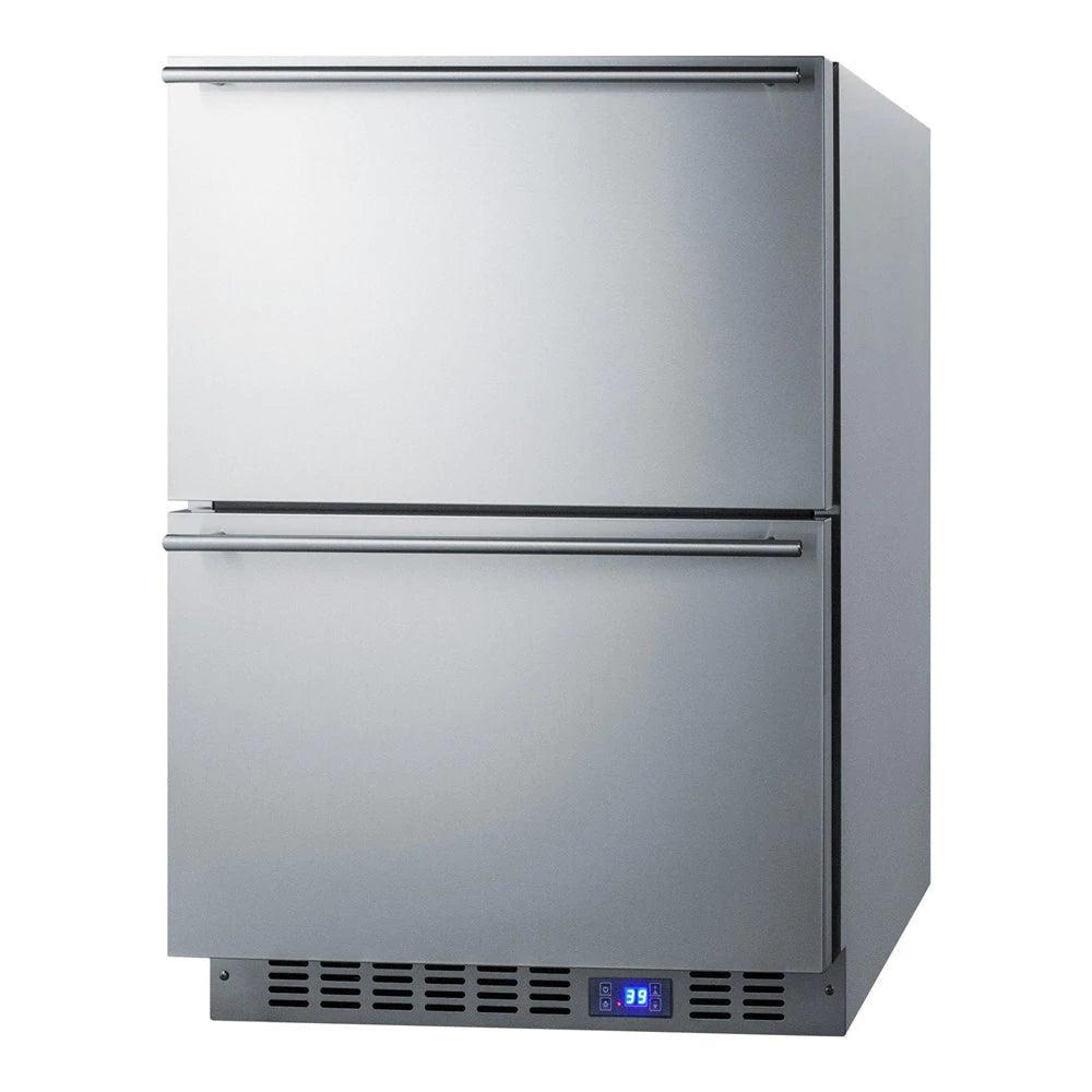SUMMIT 24-Inch 2-Drawer Stainless Steel Outdoor Freezer (SPFF51OS2D) - Perfect for Patio, Backyard & Outdoor Kitchen Use