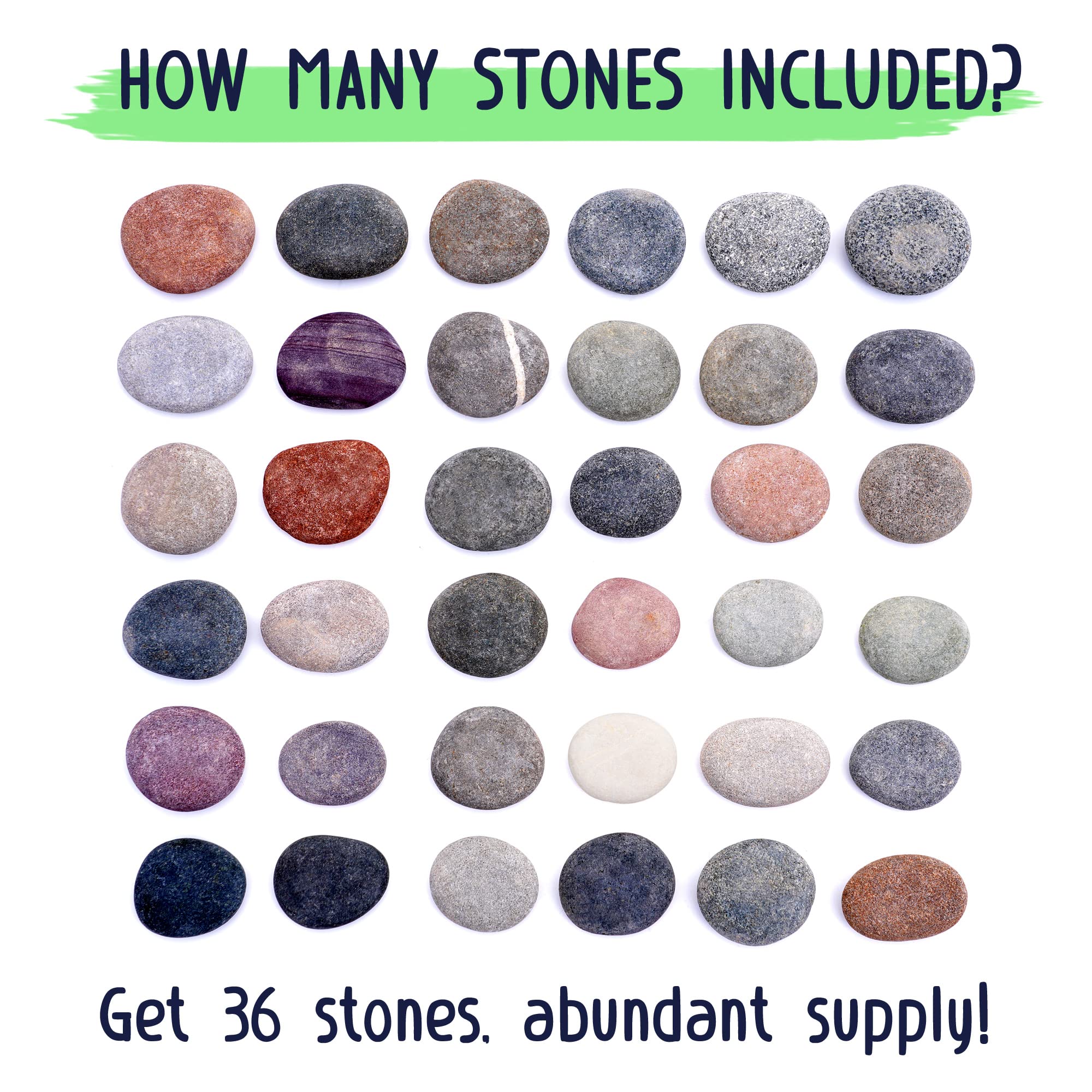 ROCART 48 Large 1.5-2.0 Inch Flat Smooth River Rocks for Painting - DIY Kindness Stones, Arts & Crafts, Home & Garden Decoration - Perfect for Kids Activities, Classroom Projects & Outdoor Decor