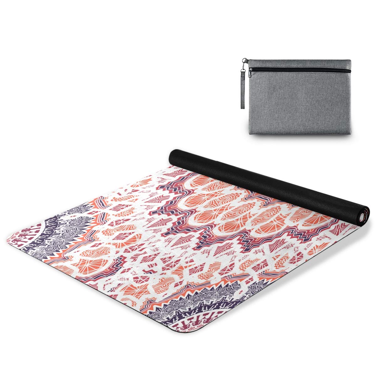 ALAZA Non-Slip Yoga Mat with Peacock Feather Mandala Design - Premium Tribal Ethnic Fitness Mat for Yoga, Pilates & Floor Exercises | Perfect for Home Workouts, Studio Sessions & Meditation Practice