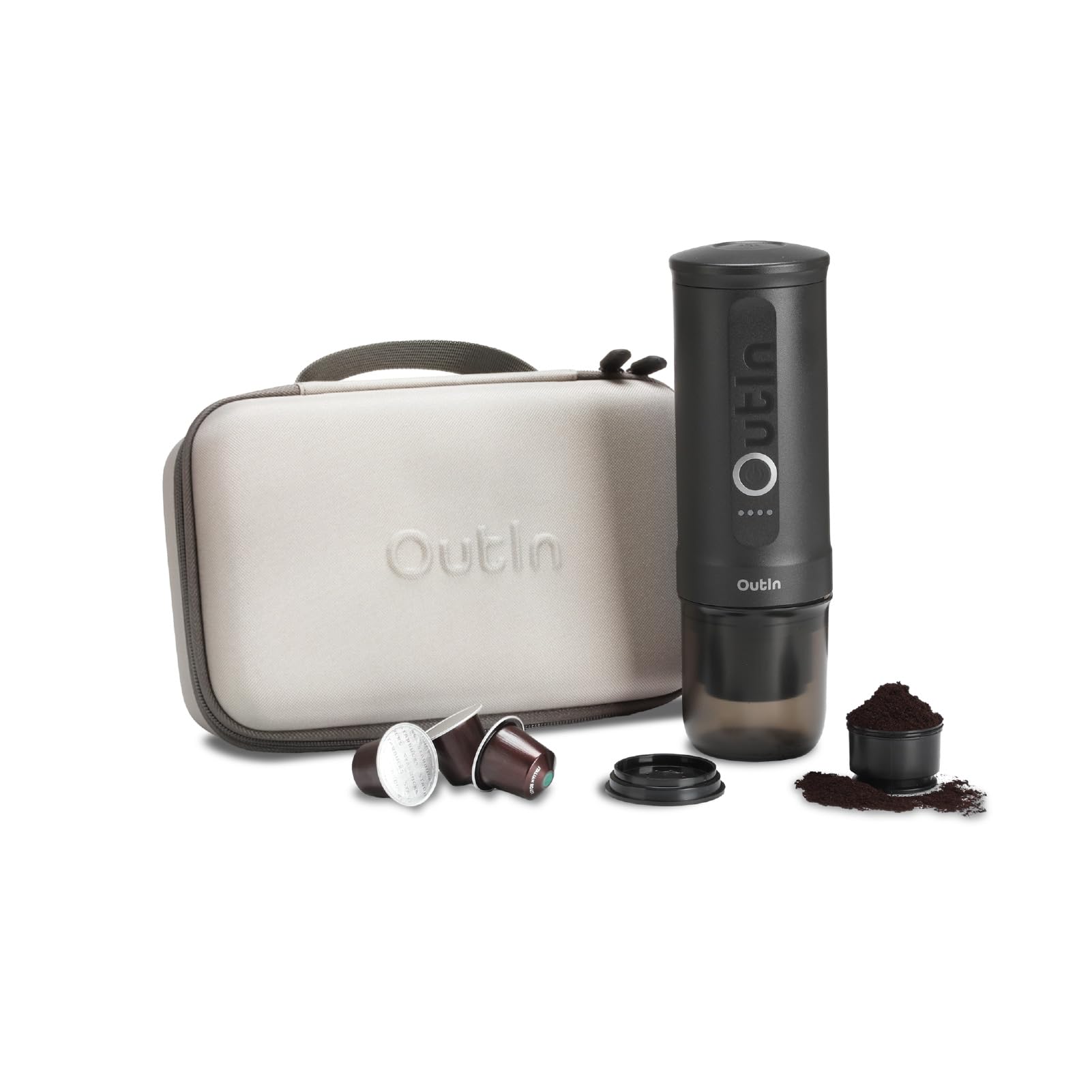 OutIn Nano Portable Electric Espresso Machine - Compact Travel Coffee Maker with Carrying Bag for Camping, Office & Home Use