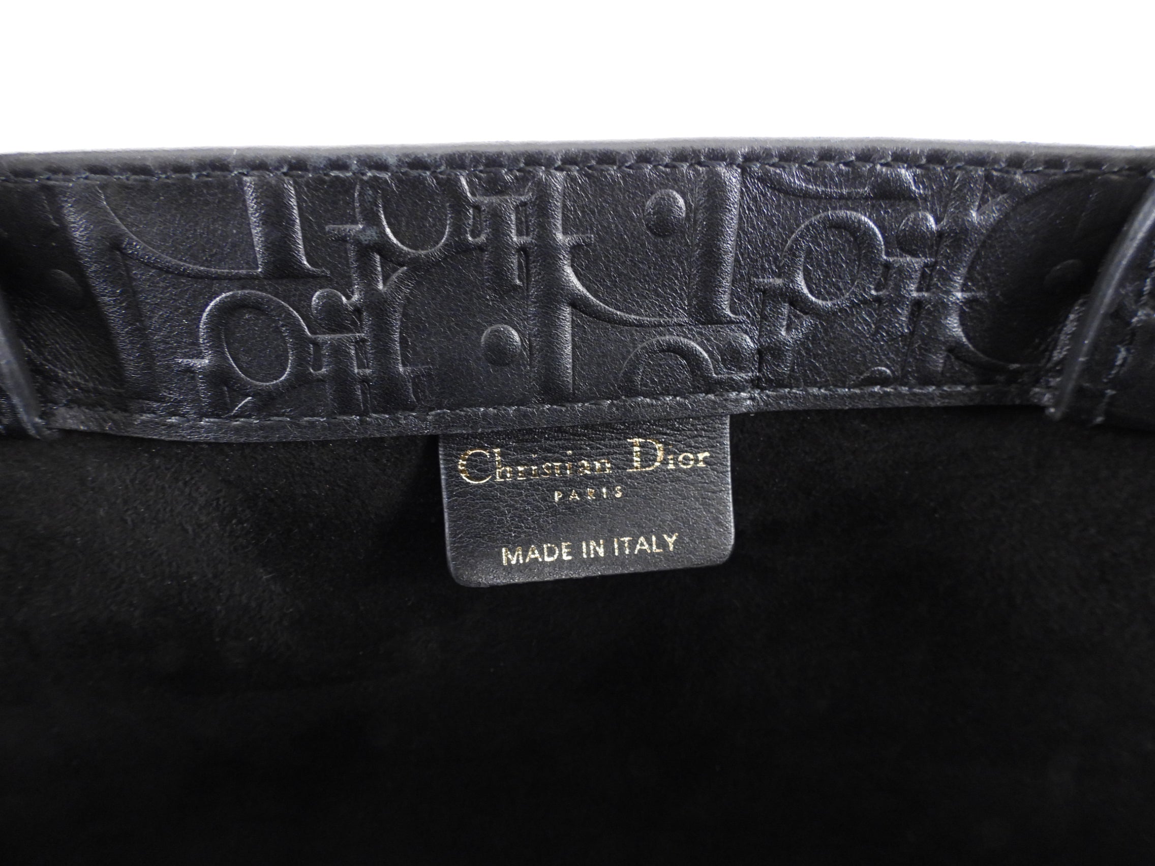 Dior Black Leather Embossed Large Book Tote Bag for Women - Luxury Designer Handbag for Work, Travel & Everyday Use