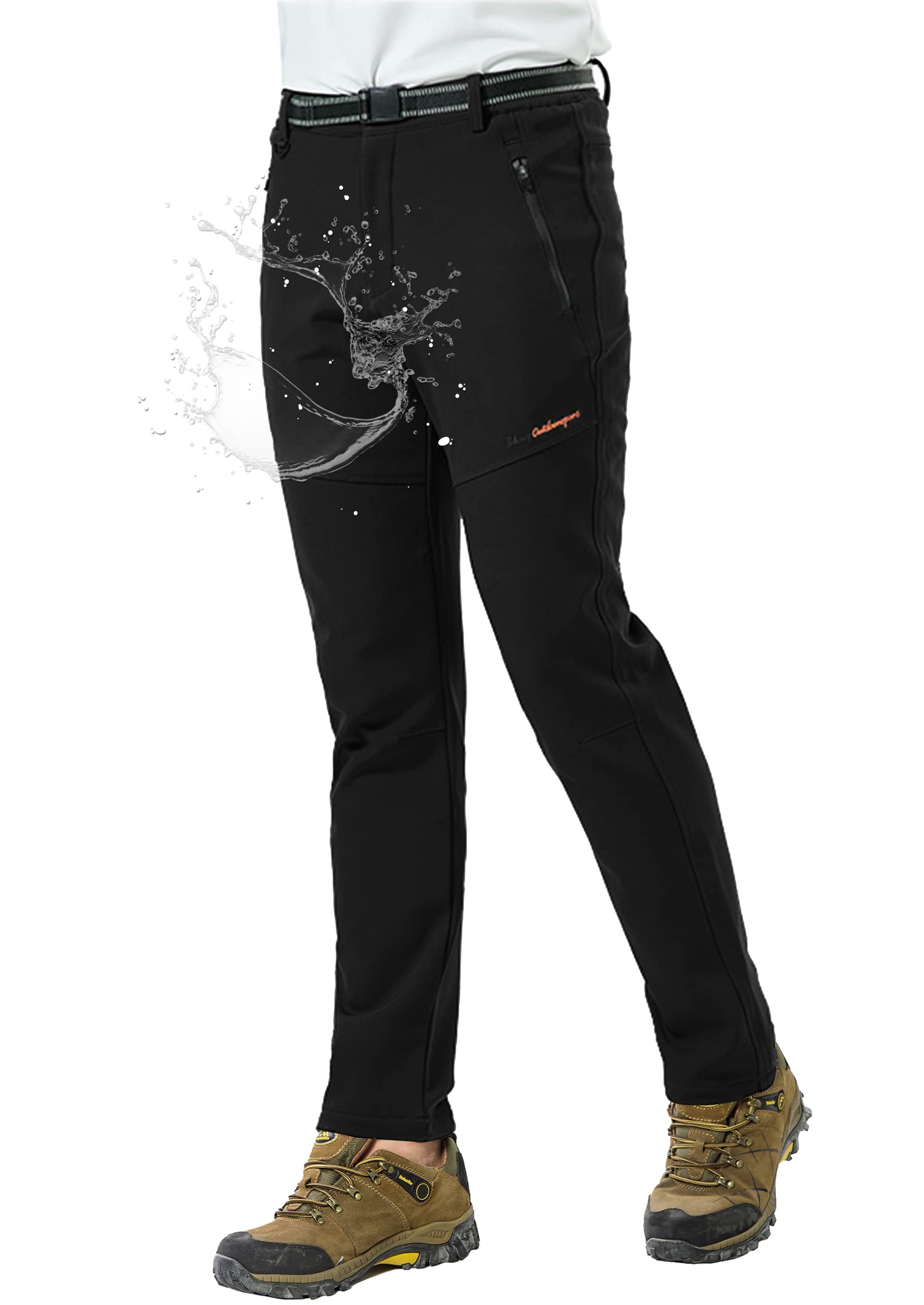 FOREVJHMM Men's Hiking Pants - Waterproof Softshell Winter Pants for Outdoor Activities, Skiing & Snowboarding with Fleece Lining & Zipper Pockets | Perfect for Cold Weather Adventures & Mountain Climbing