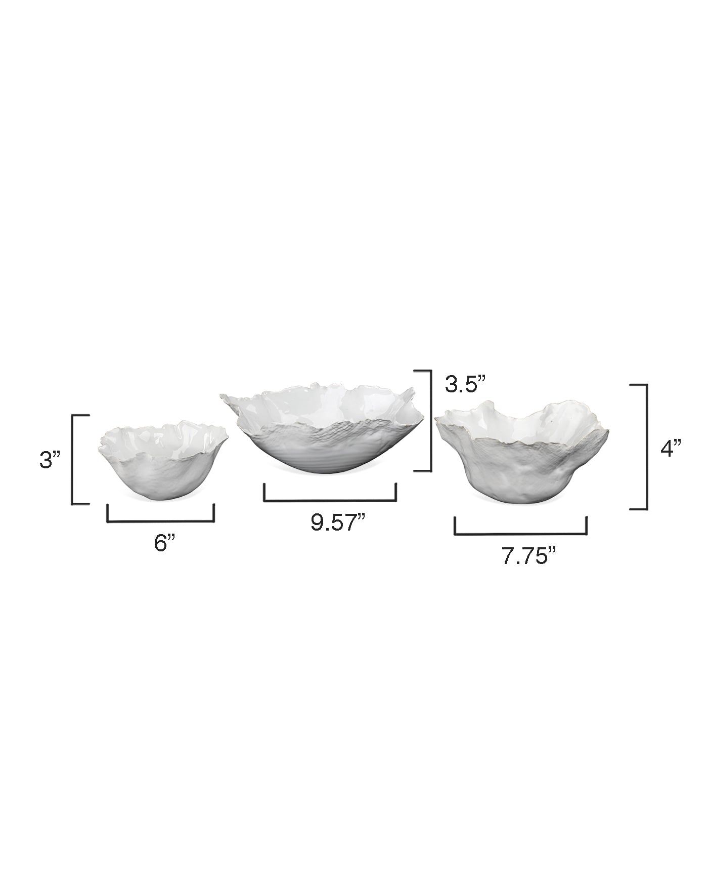 Elegant White Fleur Bowls Set of 3 - Premium Porcelain Serving Bowls for Salads, Desserts & Snacks - Perfect for Dining, Entertaining & Home Decor