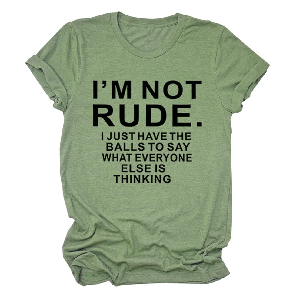 Funny Women's Graphic T-Shirt - 'I'm Not Rude I Just Have The Balls to Say' Slogan Tee | Summer Casual Tops | Perfect for Girls Night Out, Parties & Everyday Wear
