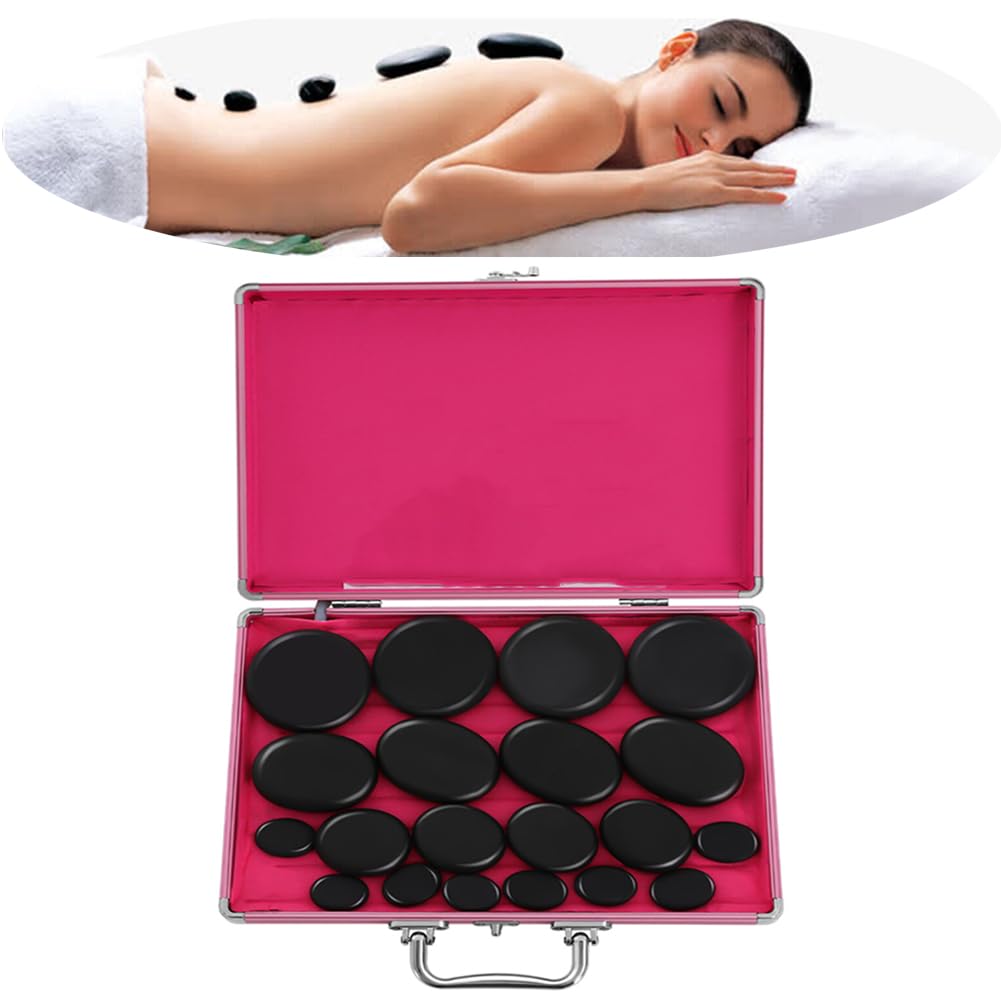 20PCS Portable Basalt Hot Stones Massage Kit with Heater Box - Professional Body Relaxation & Therapy Stones for Spa, Home Use - Perfect for Stress Relief, Muscle Pain, and Aromatherapy Sessions