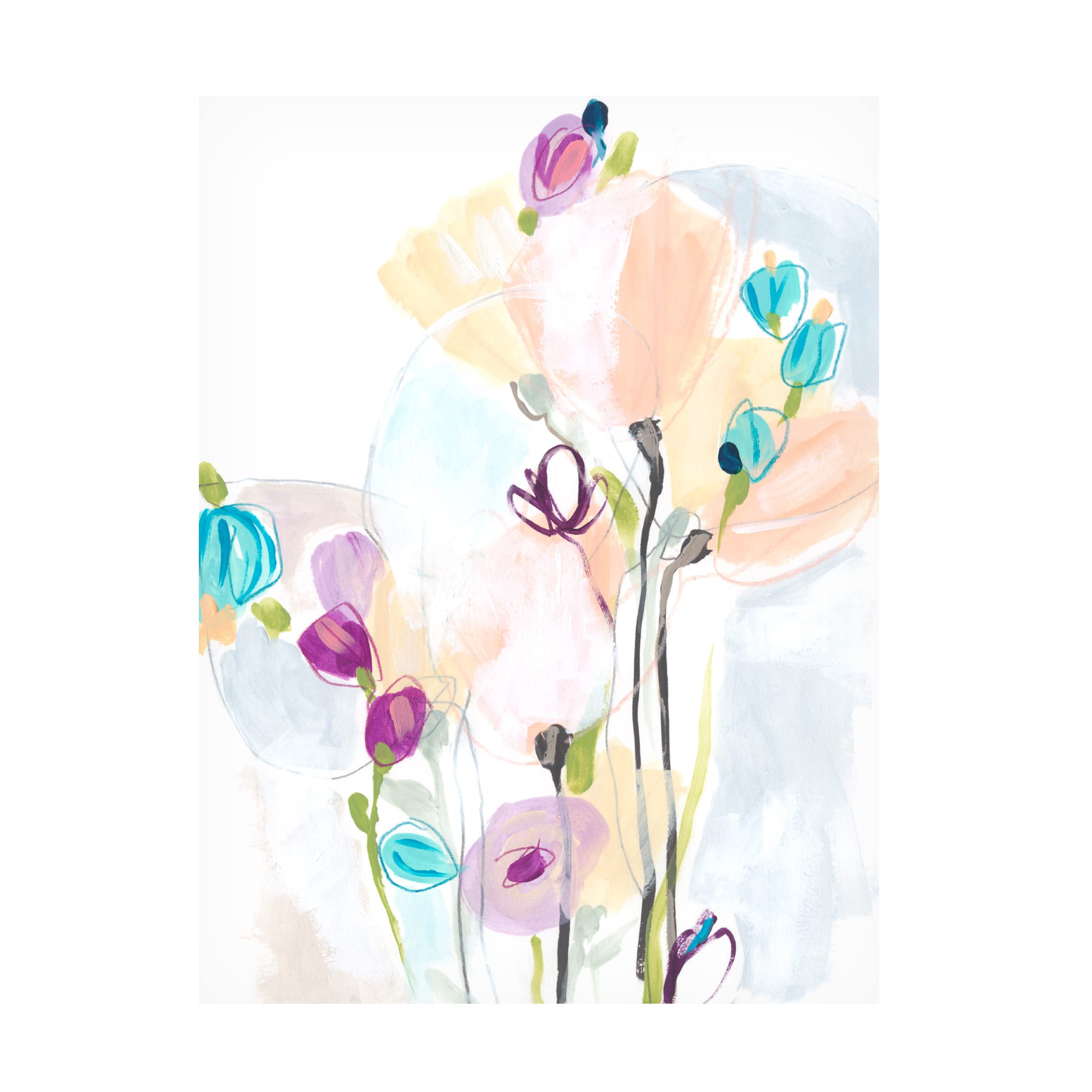 Trademark Fine Art 'Scattershot Garden I' Canvas Wall Art by June Erica Vess - Vibrant Floral Painting for Living Room, Bedroom & Office Decor