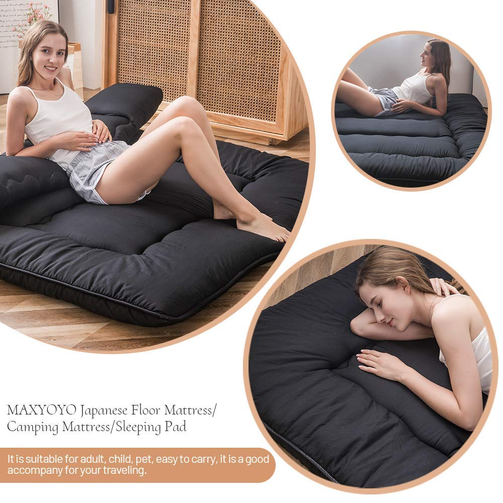 MAXYOYO Japanese Floor Futon Mattress - Portable Foldable Tatami Mattress for Guest Bed, Camping & Small Space Living | Comfortable Floor Sleeping Solution