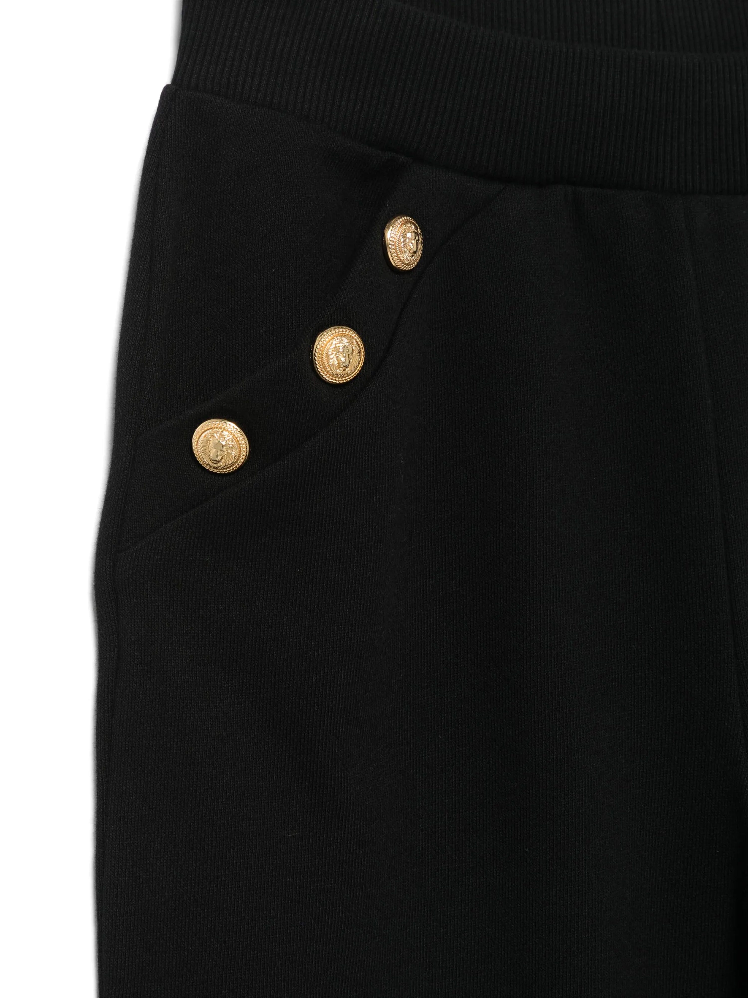 Balmain Girls Black Logo Button Joggers - Stylish & Comfortable Fleece Pants for School, Playdates & Casual Outings