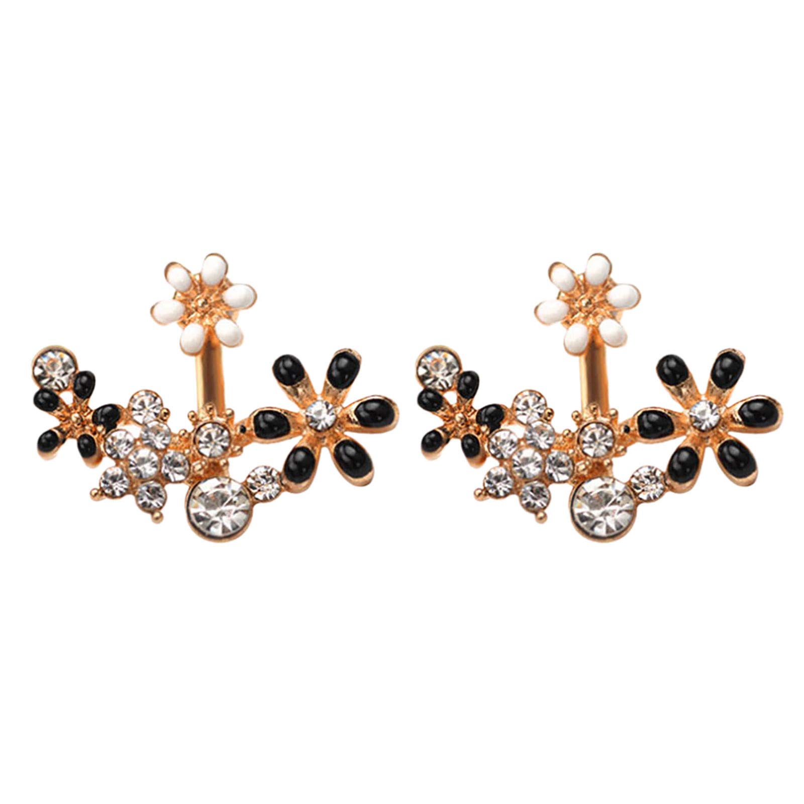 Sparkling Rhinestone Drop Earrings for Women - Elegant Diamond Stud Earrings with Flower & Cross Design - Perfect for Parties, Weddings & Evening Events