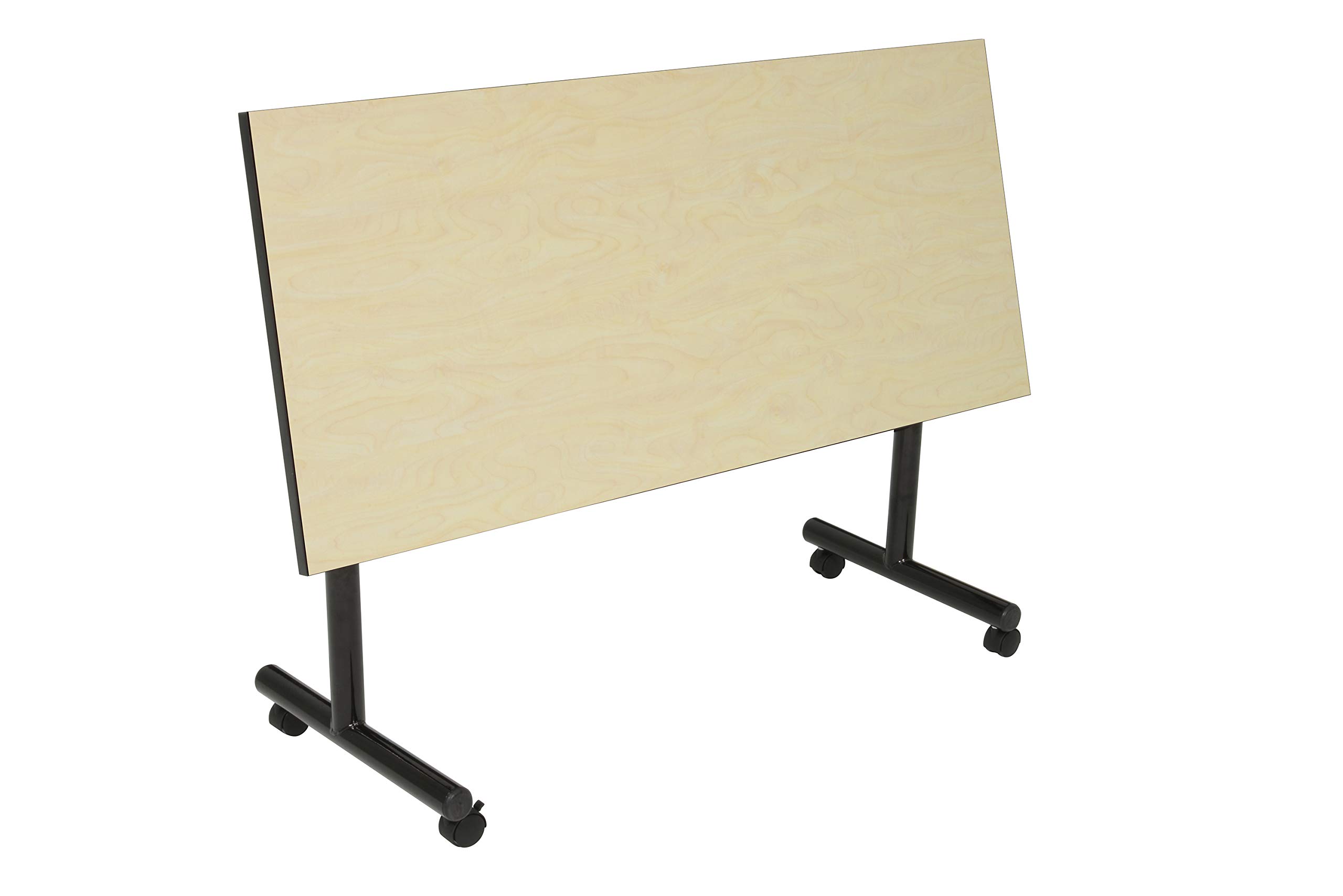 48-Inch Kobe Flip Top Mobile Training Table with Maple Top & 2 'M' Stack Chairs in Blue - Perfect for Home Gyms, Classrooms, and Office Training Spaces