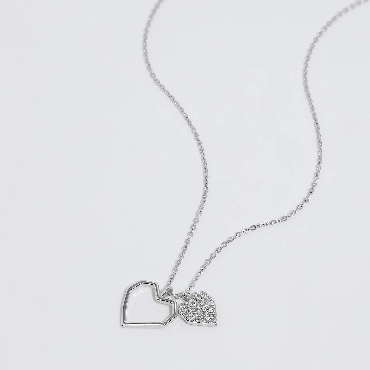 Meissa Hollow Heart Pendant Necklace for Women - Rose Gold Plated Double Love Friendship Necklace, Elegant Gift for Mother's Day, Valentine's Day & Anniversary | Perfect for Date Nights, Weddings & Special Occasions