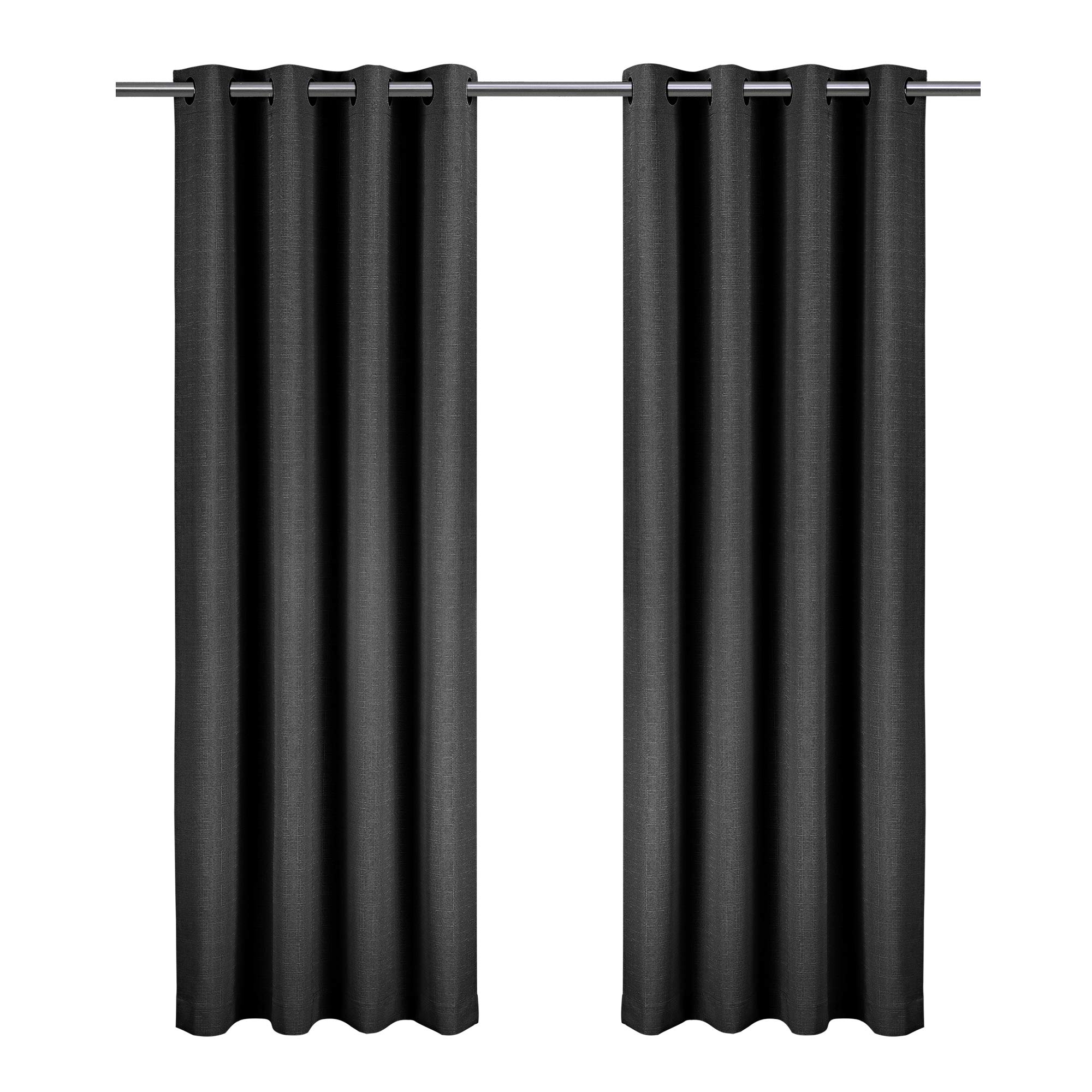 SINGINGLORY 100% Blackout Thermal Insulated Curtains - 52x84 Inch Long Linen Textured Grommet Window Drapes (2 Panel Set with Tiebacks) for Bedroom & Living Room - Perfect for Light Blocking, Privacy & Energy Efficiency