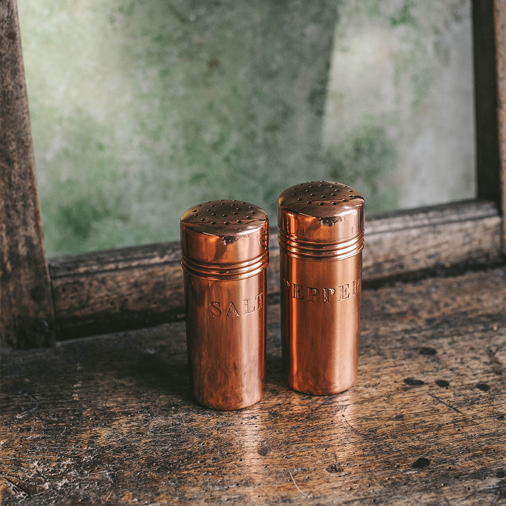 Premium Copper Salt and Pepper Shakers Set - Elegant Kitchen Spice Dispensers for Dining Table, Restaurant & Home Cooking