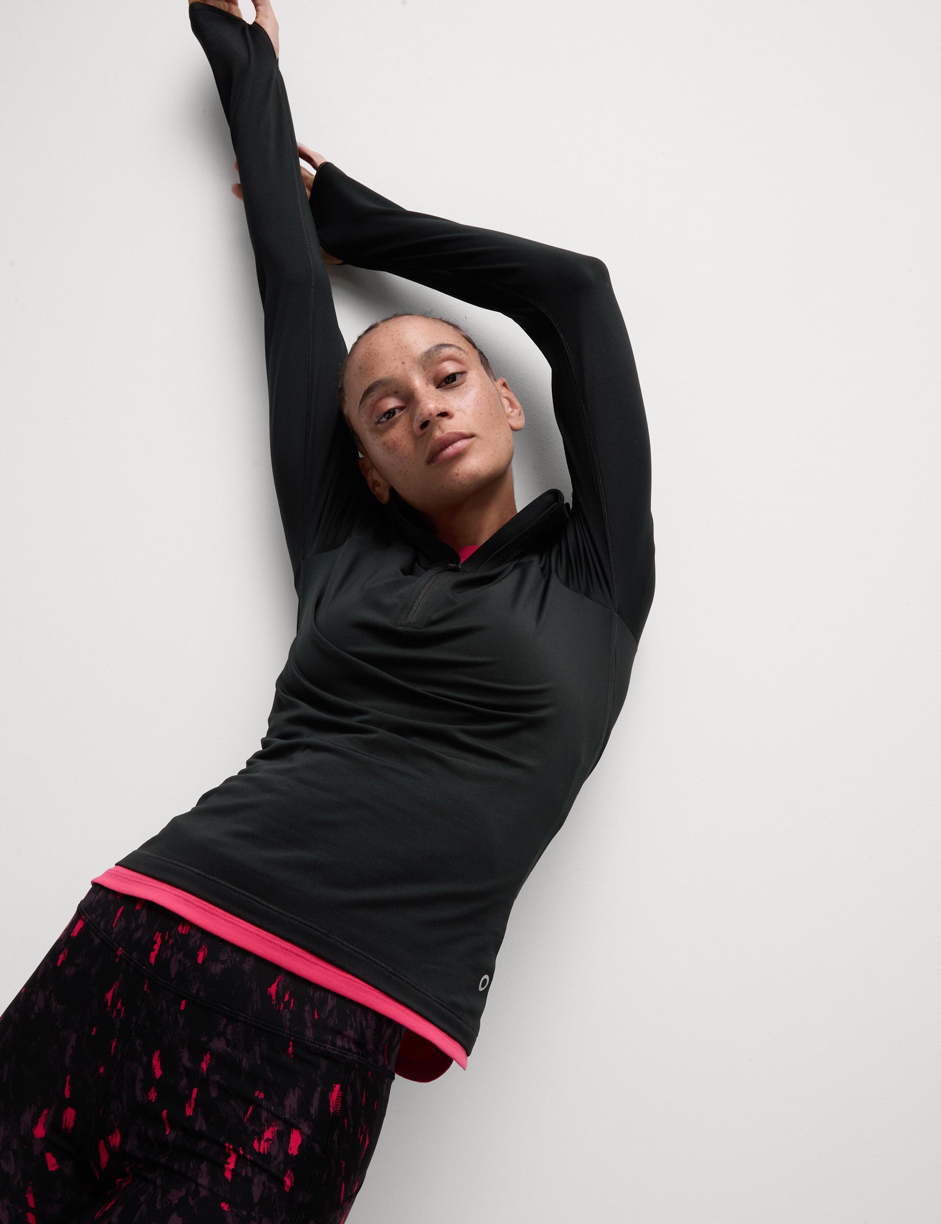 Ultraheat Funnel Neck Running Top for Women - Thermal Winter Workout Shirt, Moisture Wicking & Breathable - Black - Perfect for Cold Weather Jogging, Gym Training & Outdoor Activities