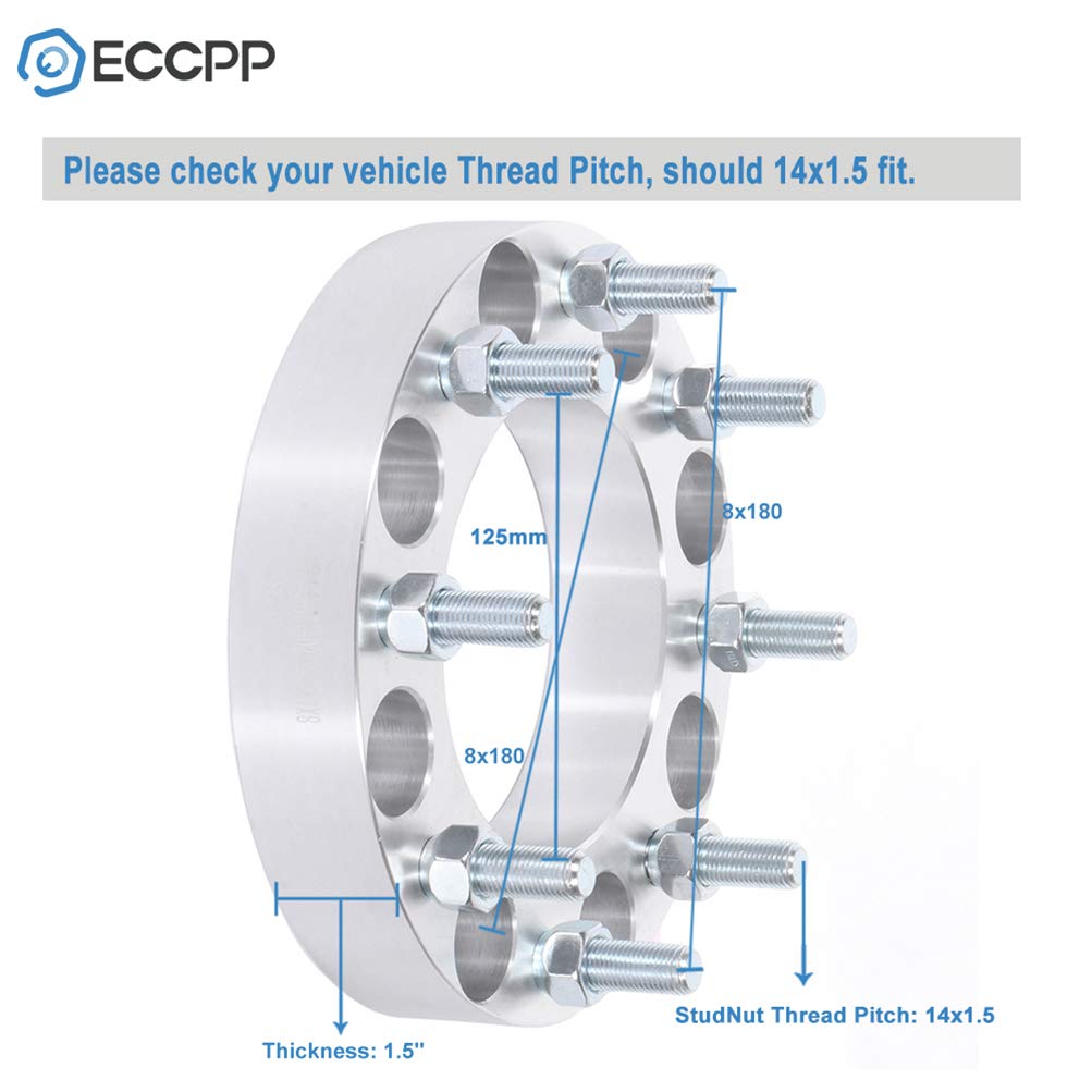 ECCPP 1.5 Inch Wheel Spacers (4PCS) - Compatible with Chevy Silverado 2500/3500 HD & GMC Sierra 2500/3500 HD (2011-2023) - Heavy Duty Truck Wheel Spacer Kit for Enhanced Stability & Off-Road Performance