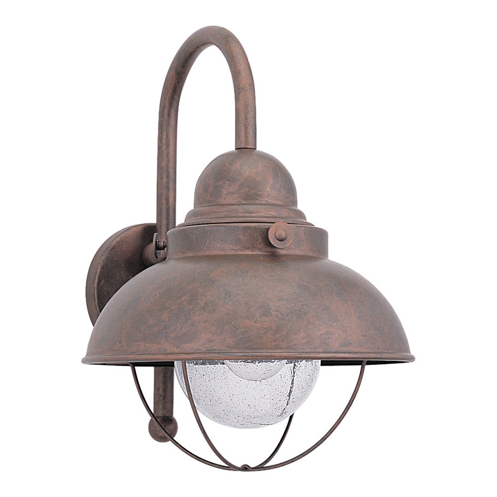 Sea Gull Lighting 8871-44 Sebring Outdoor Wall Lantern - Weatherproof Copper Finish with Clear Seeded Glass Shade for Porch, Patio, Garden & Entryway Lighting