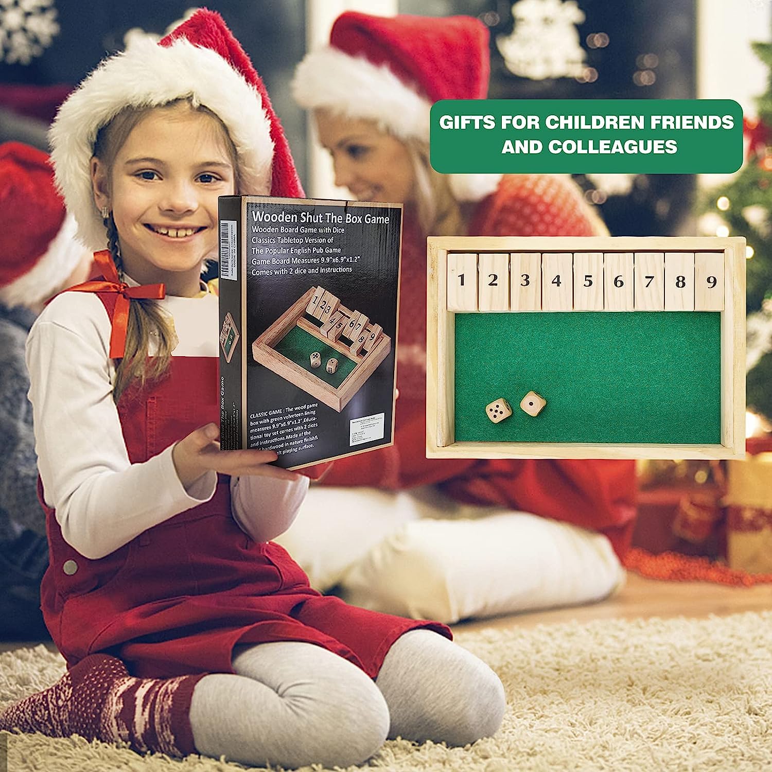 Wooden Shut The Box Dice Game - Classic 2 Player Board Game for Adults & Kids | Fun Math Learning, Travel & Pub Entertainment | Perfect for Family Game Night, Classroom Activities & Parties