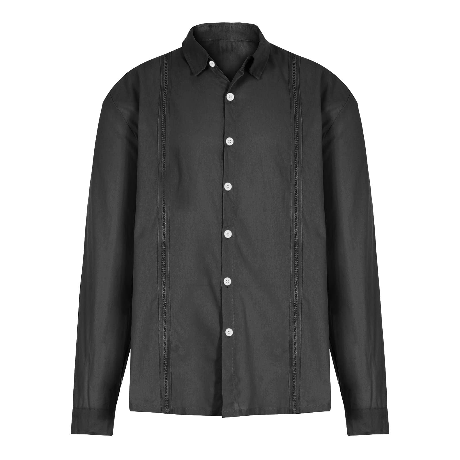 Men's Casual Button-Down Polo Shirts - Cotton Linen Blend Long Sleeve Trendy Shirt X9922 | Perfect for Office Wear, Business Casual & Weekend Outings