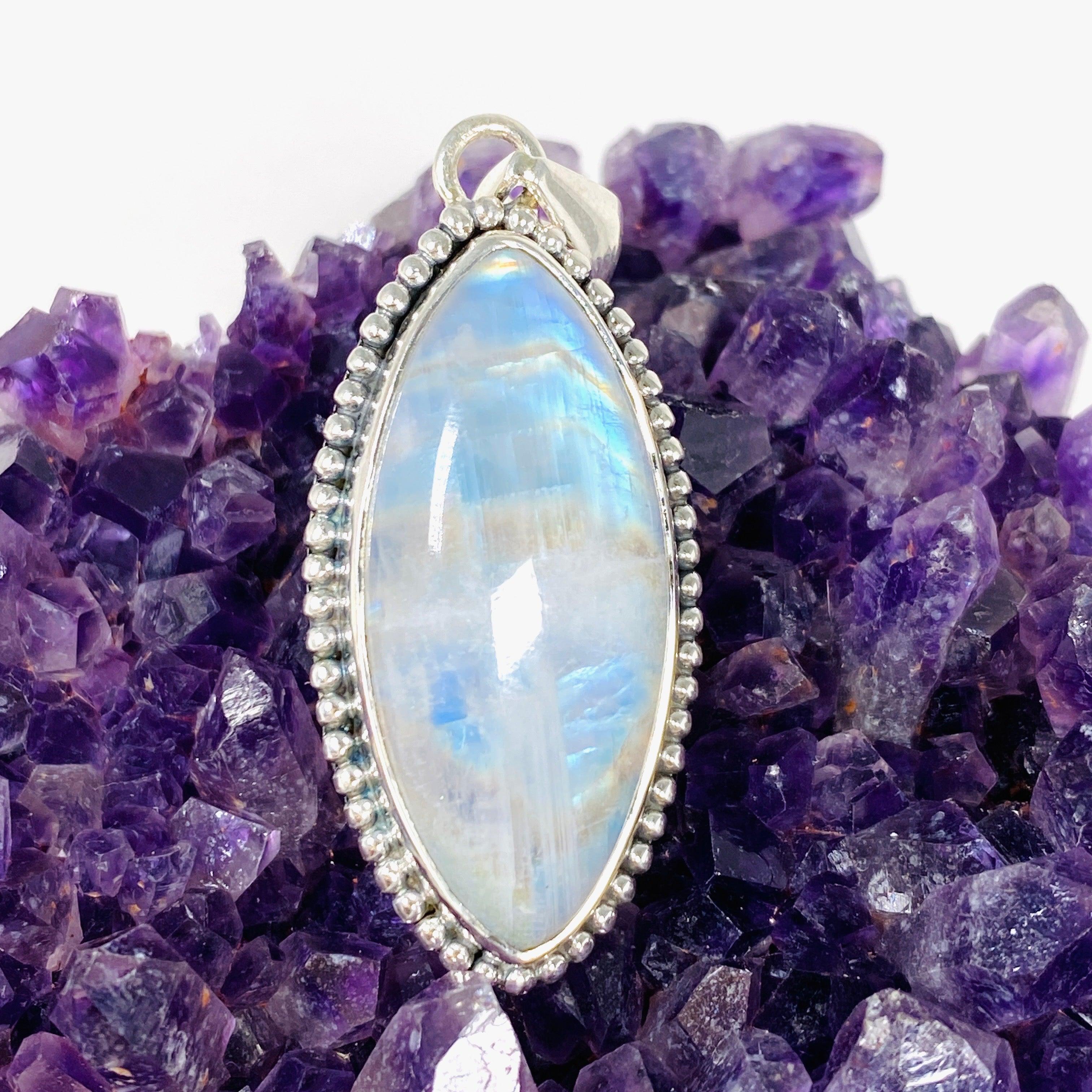 Moonstone Marquise Pendant Necklace KPGJ4033 - Elegant Gemstone Jewelry for Women, Perfect for Weddings, Parties & Special Occasions