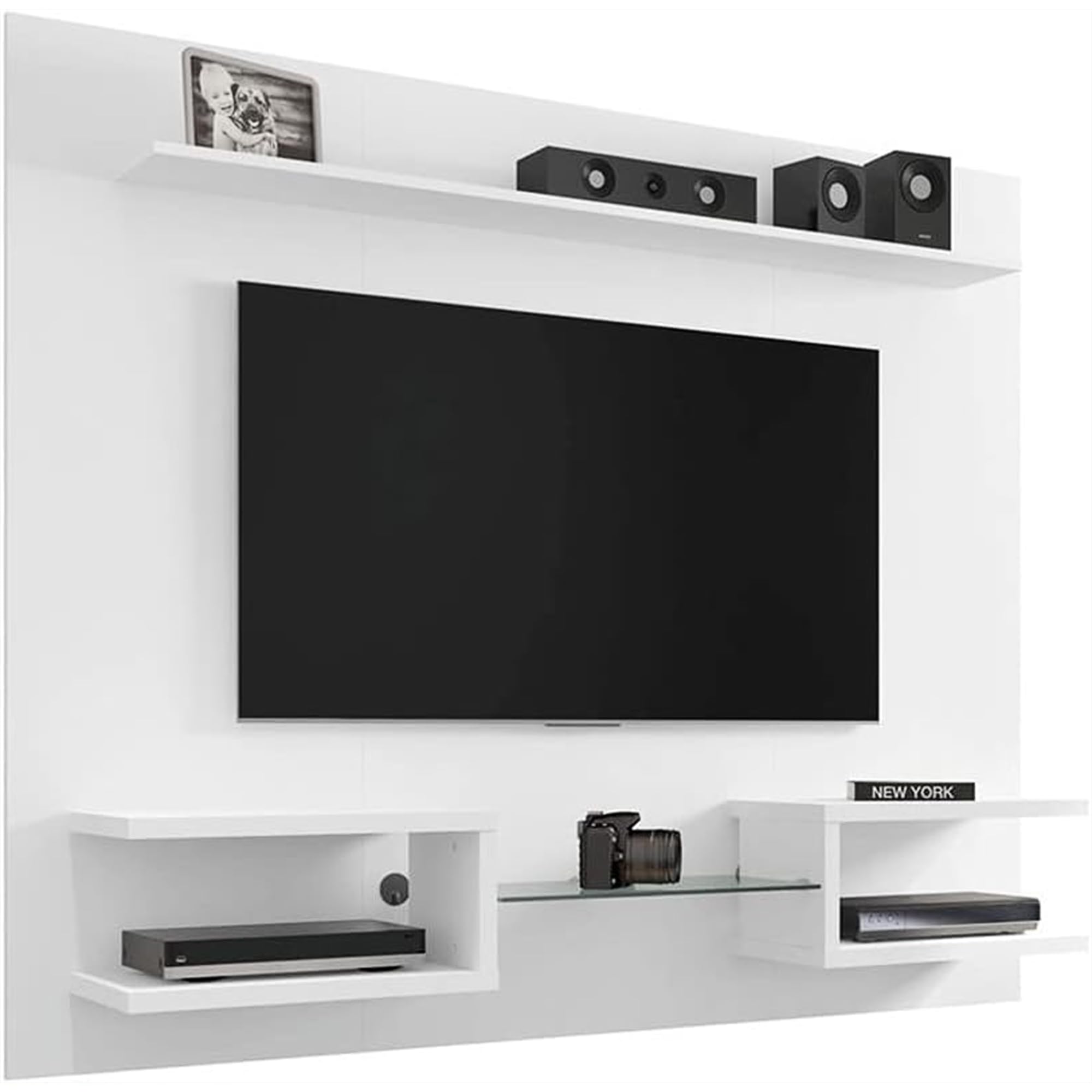 Floating TV Stand for 50 Inch TV - Wall Mounted Entertainment Center with Display Shelves & Cable Management - White Modern TV Console for Living Room, Bedroom & Home Theater