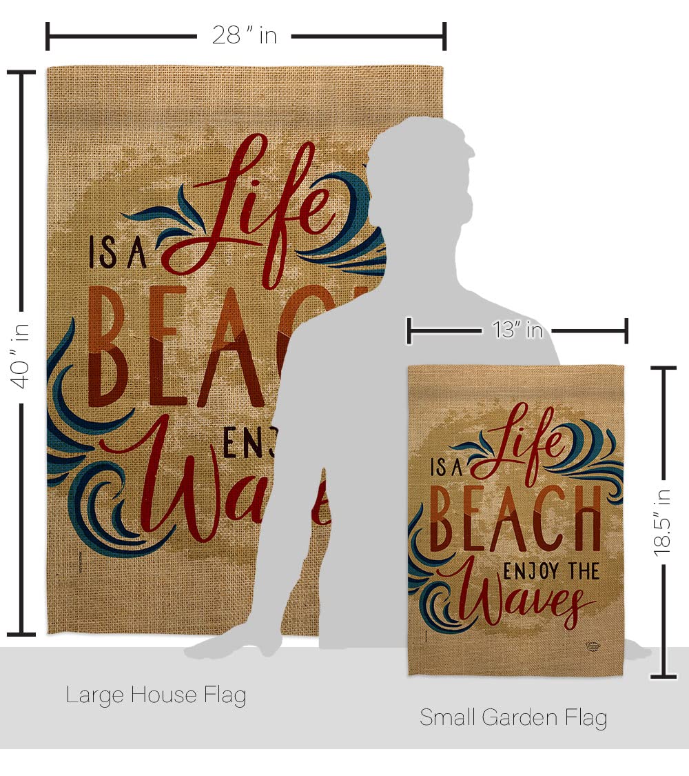 Double-Sided Coastal Garden House Flag Kit - Tropical Sea Shells & Ocean Sand Design, Thick Fabric Outdoor Summer Decor, Made in USA | Perfect for Beach-Themed Yards, Porch Decorations & Coastal Home Gifts